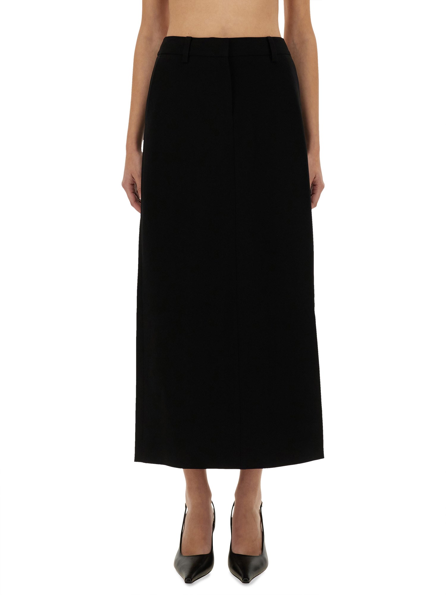 Michael Michael Kors Textured Crepe Maxi Skirt In Black