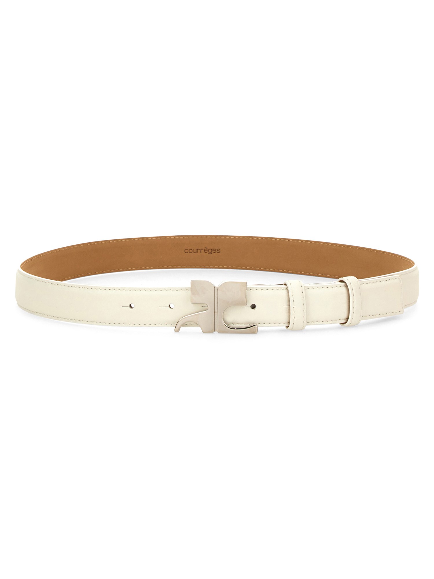 Shop Courrèges Leather "ac" Belt In White