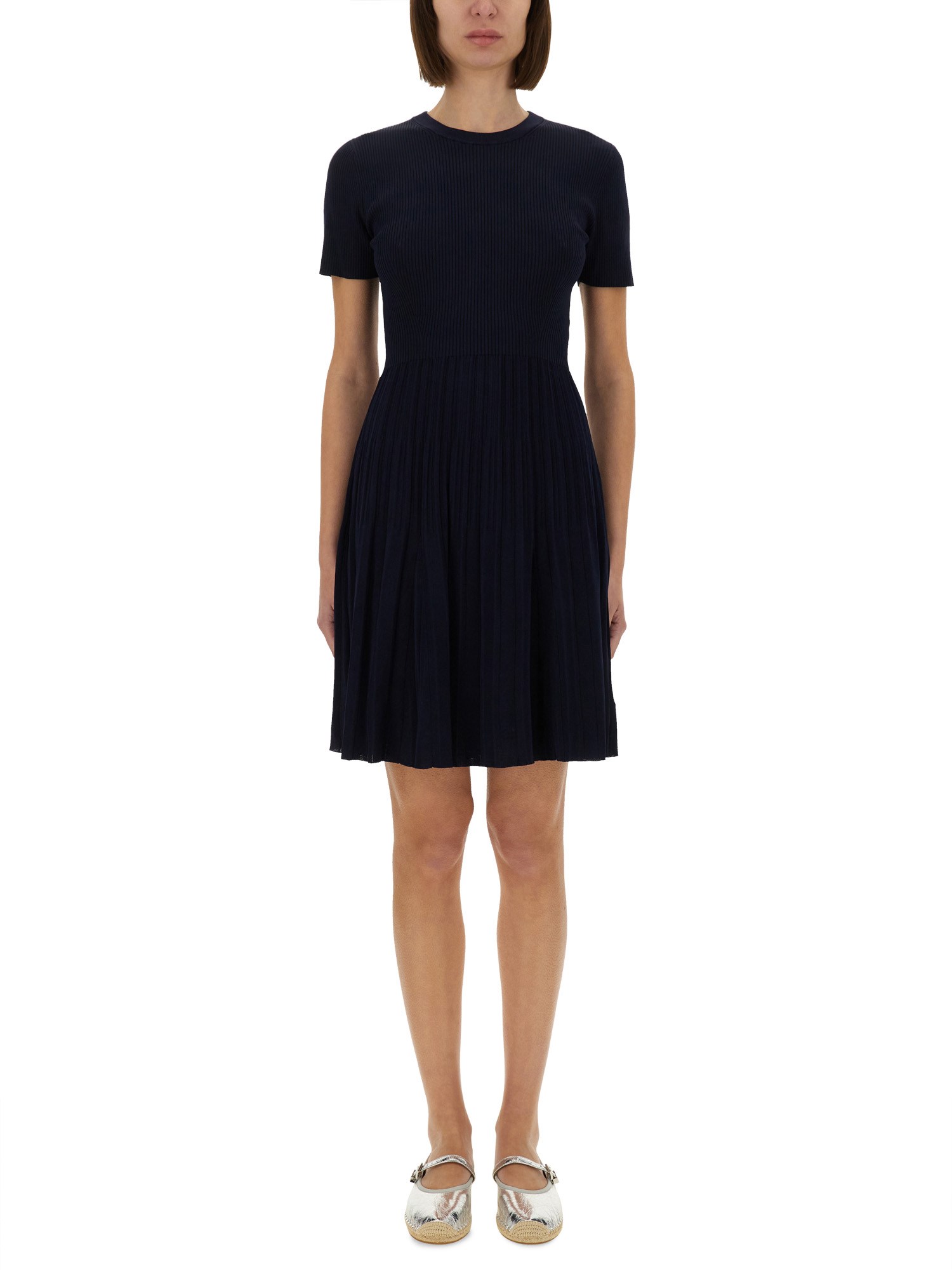 Michael Kors Ribbed Knit Dress In Blue