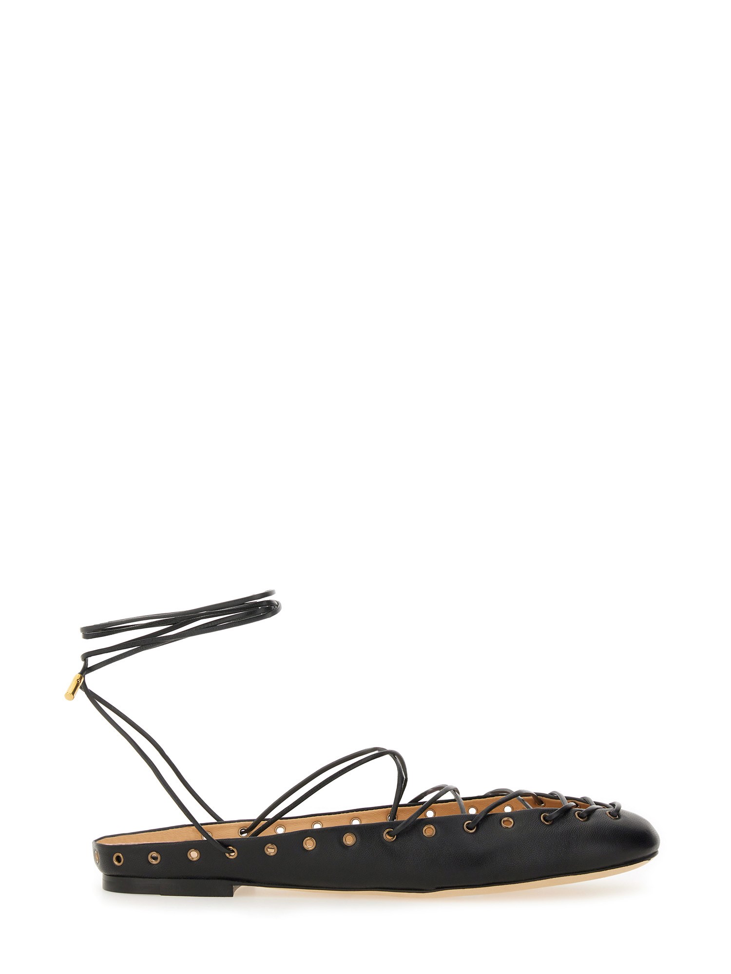 Chloé Ghillies Leather Ballet Flats In Black