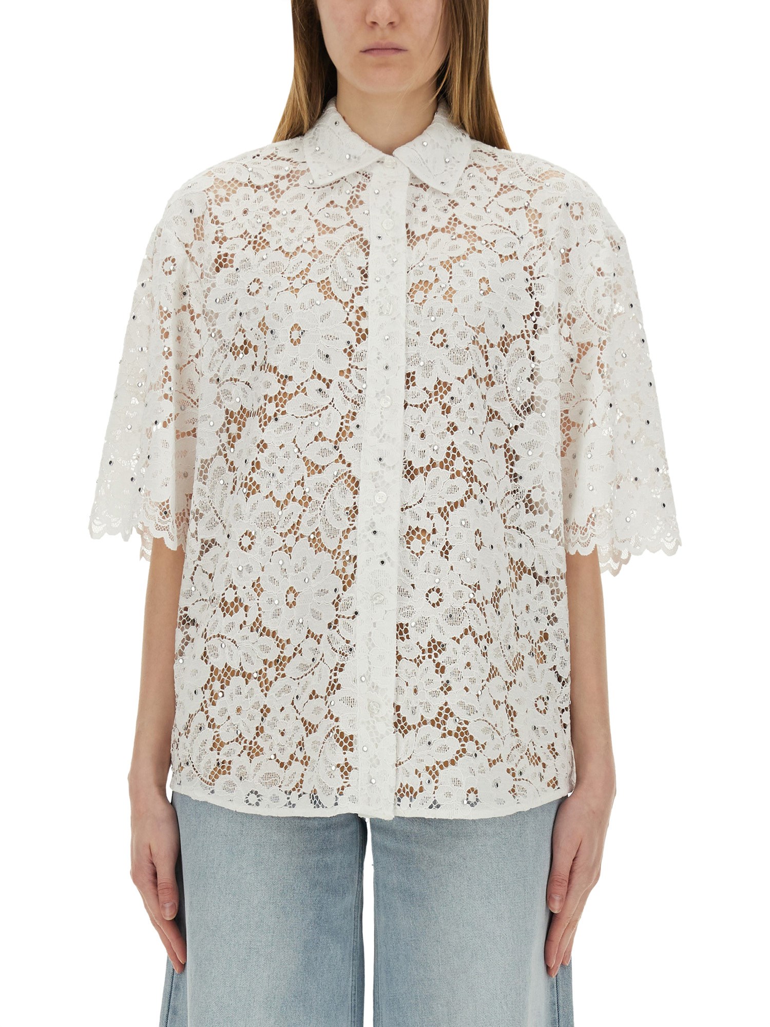 Shop Michael Michael Kors Floral Lace Shirt In White