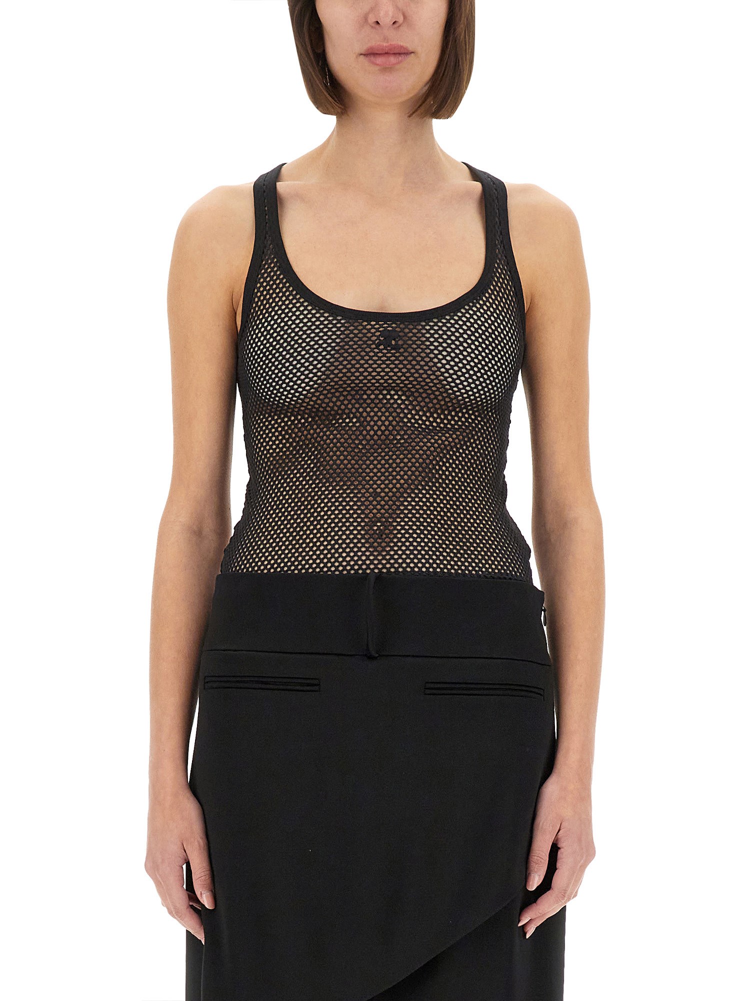 Shop Courrèges Mesh Tank Top In Black