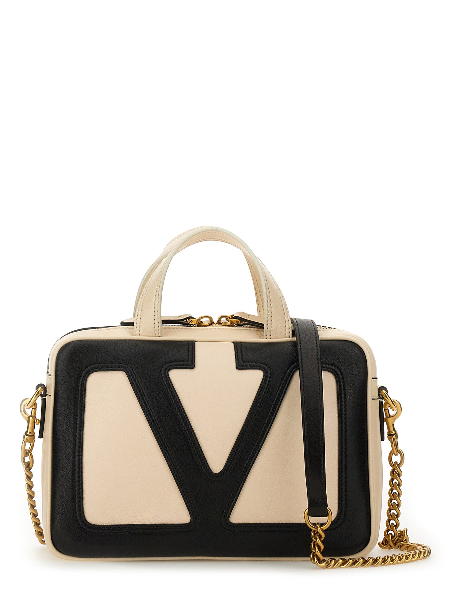 Valentino Garavani Viva Superstar Small Leather Duffle Bag In White