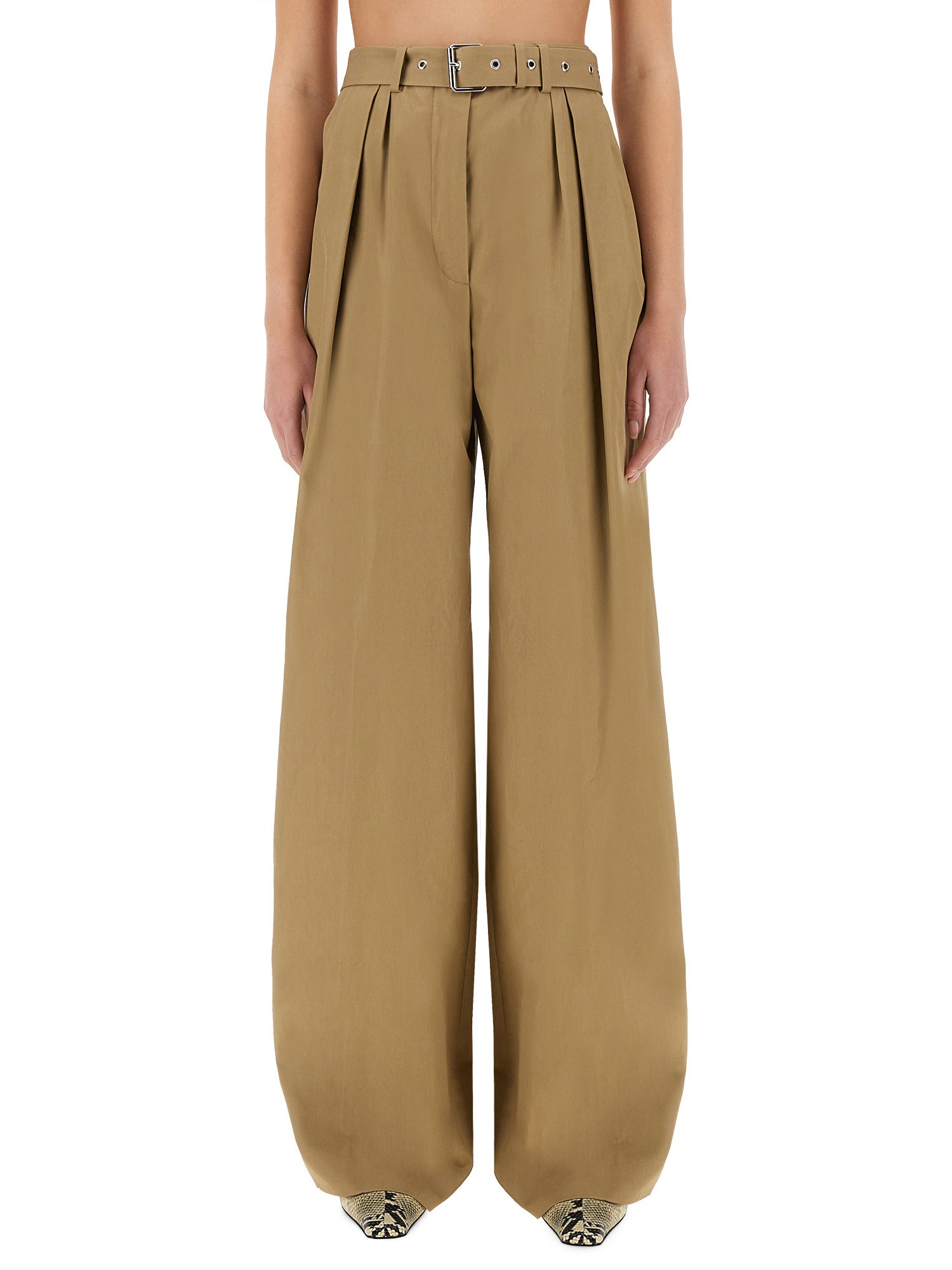 Dries Van Noten Women Wide-leg Pants With Belt In Beige