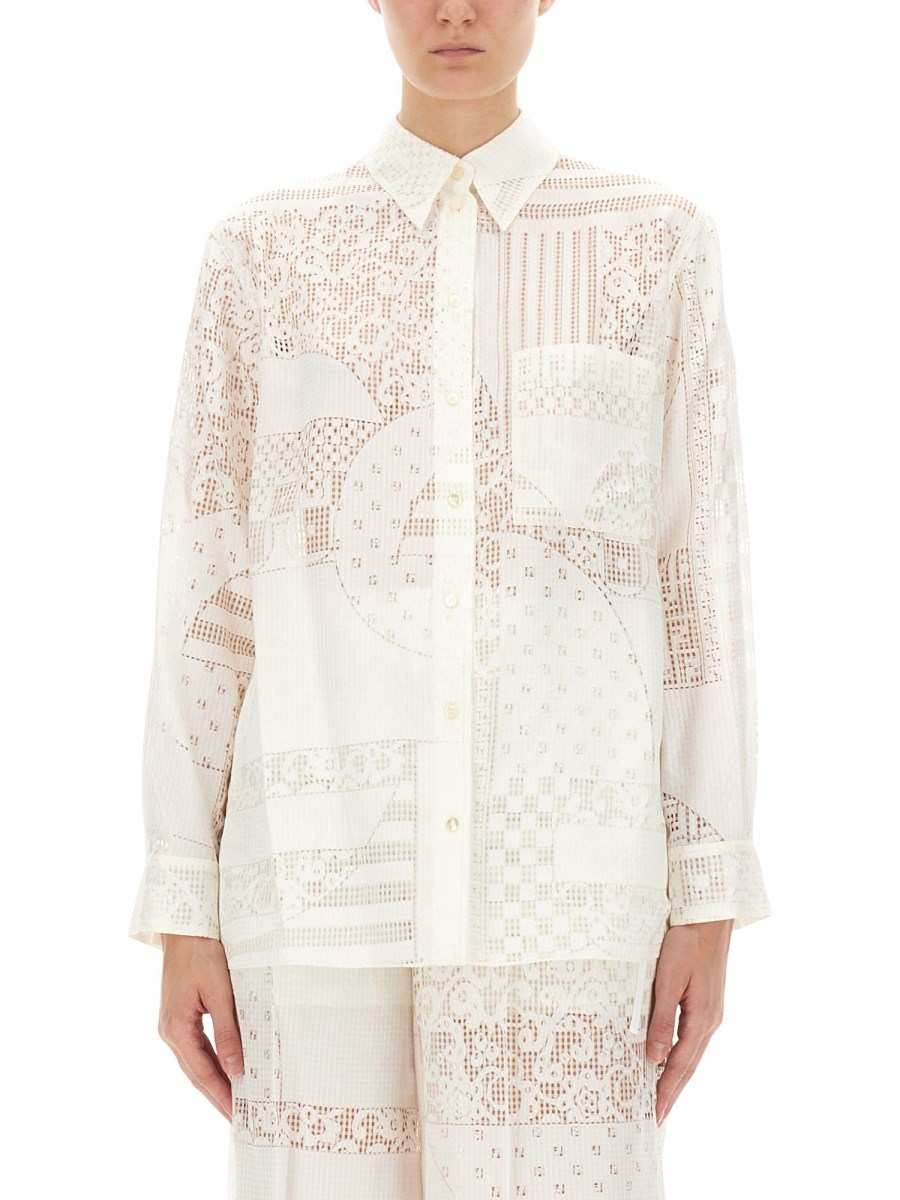 CAMICIA IN VISCOSA E SETA DÉVORÉ