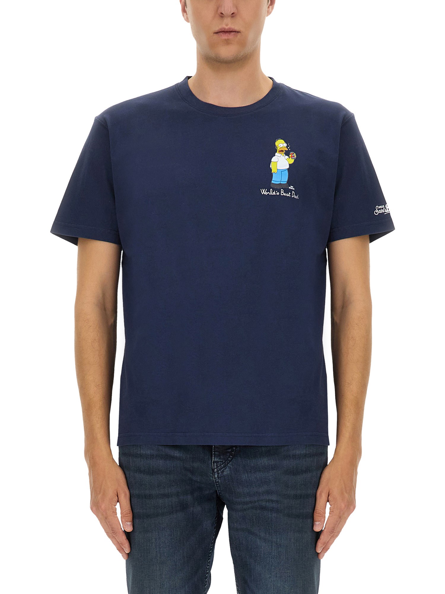 Mc2 Saint Barth Graphic Print Crew Neck T-shirt In Blue