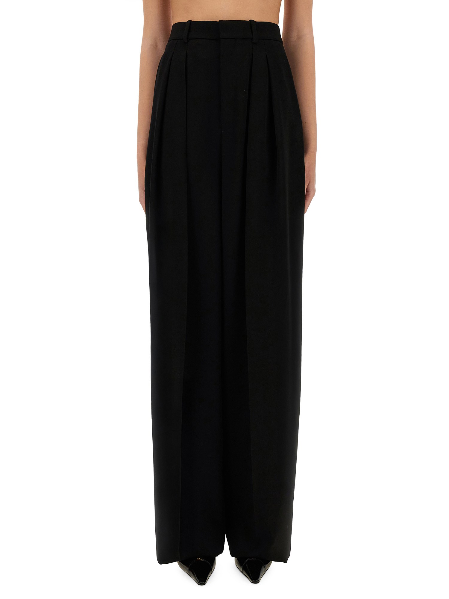Saint Laurent Wide-leg Pants In Grain De Poudre