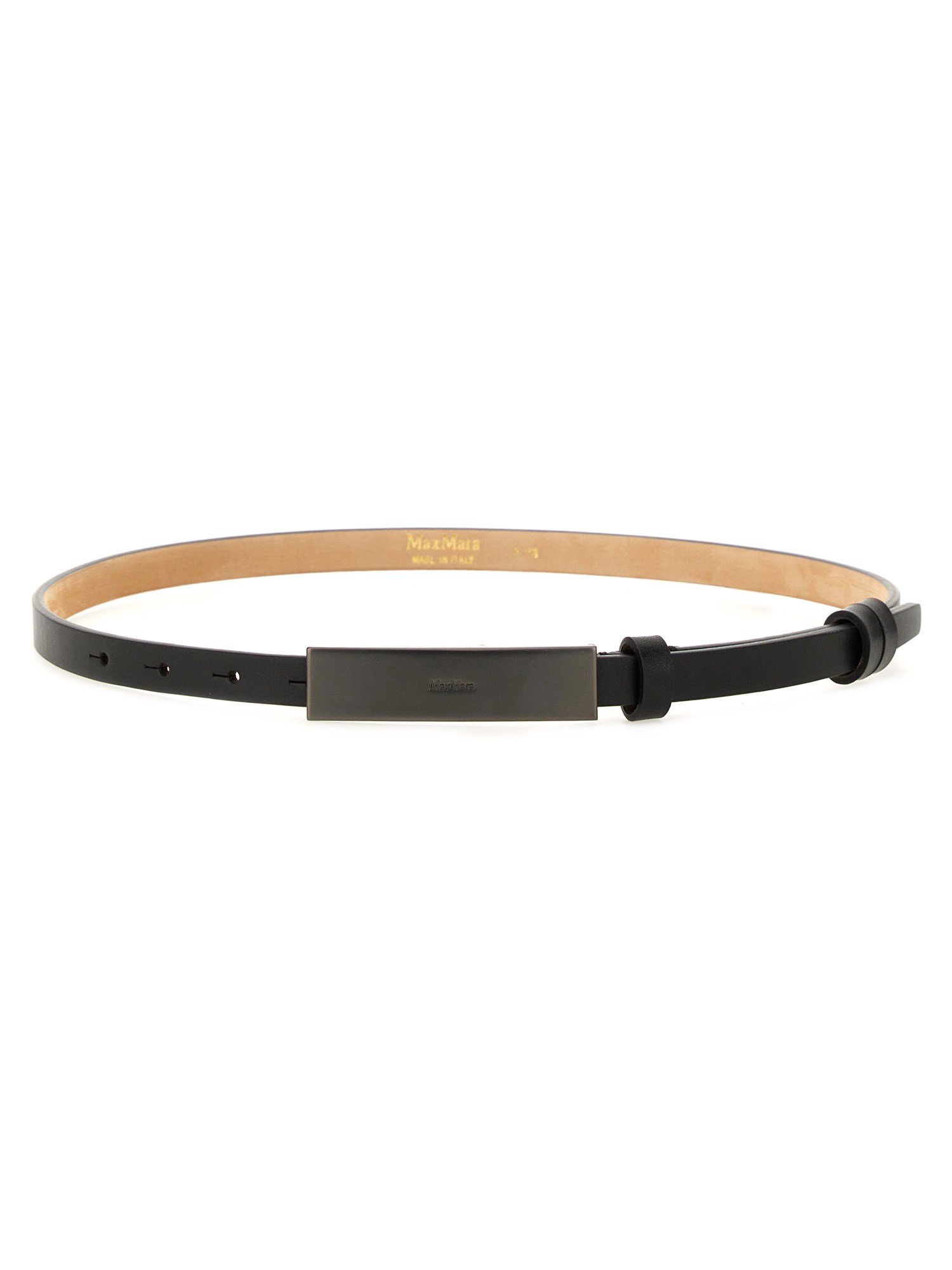 Max Mara New Plate Buckle Leather Belt In Black