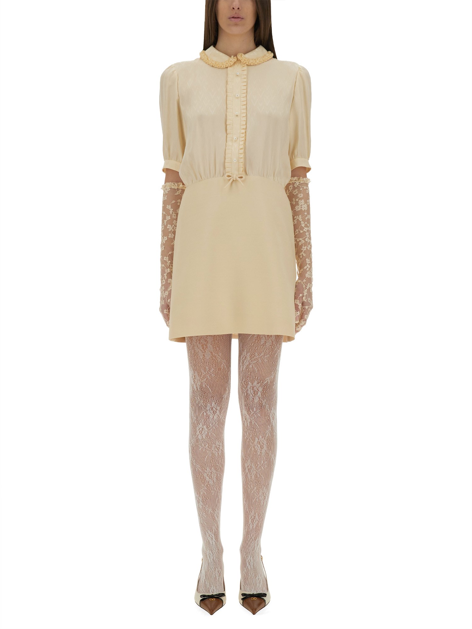 Valentino Women's Crepe Couture Short Dress In Neutral