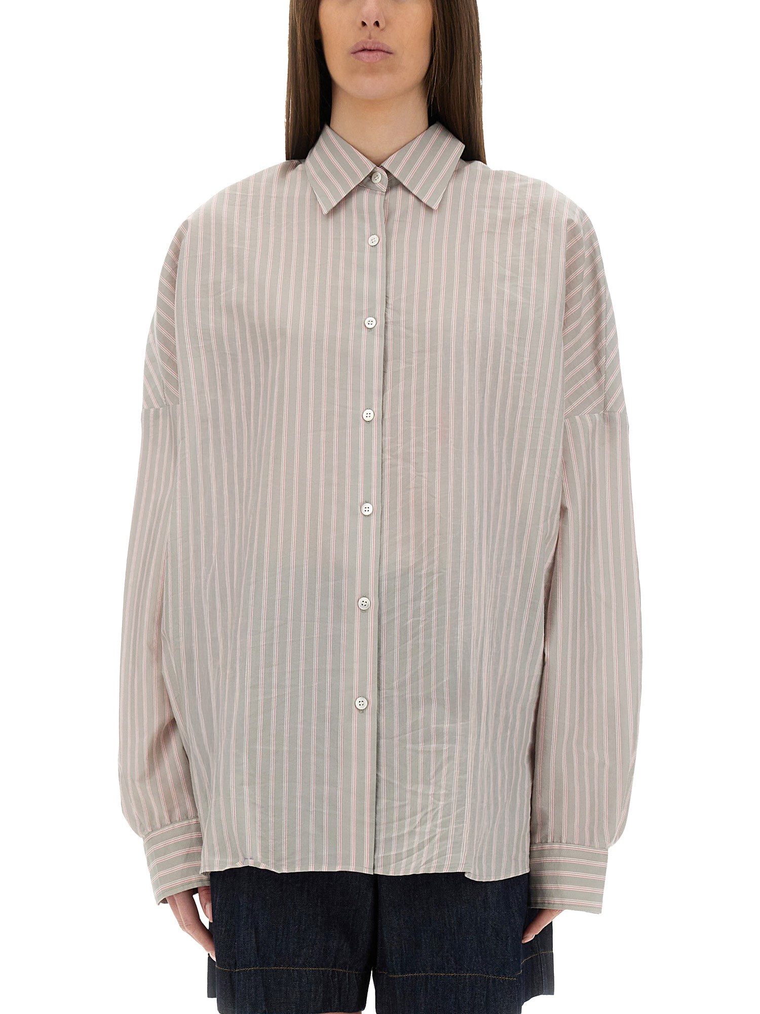 Shop Dries Van Noten Oversized Striped Shirt In Multicolour