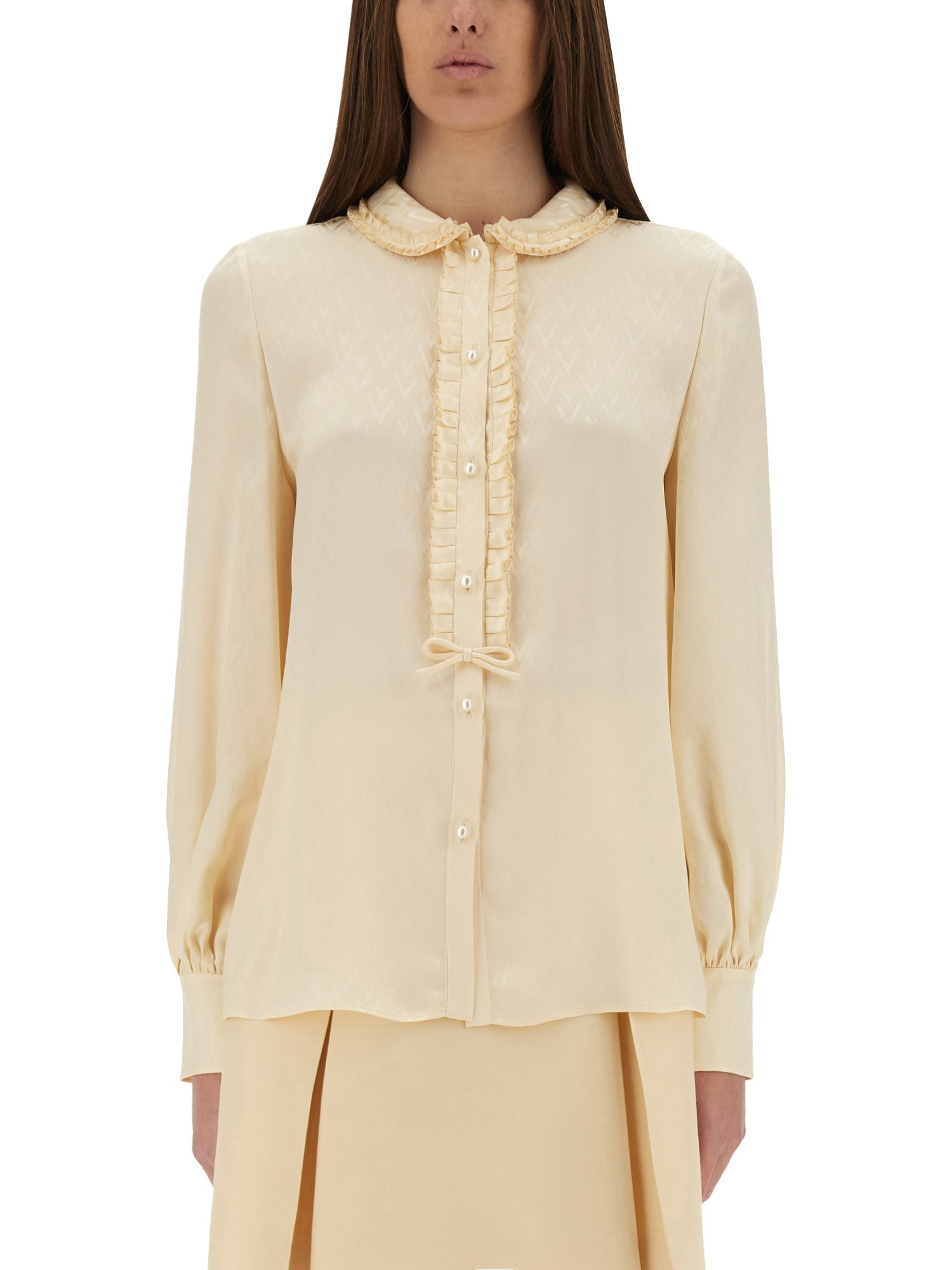 Valentino Chemise En Jacquard De Soie Toute La V Femme Bouleau 48