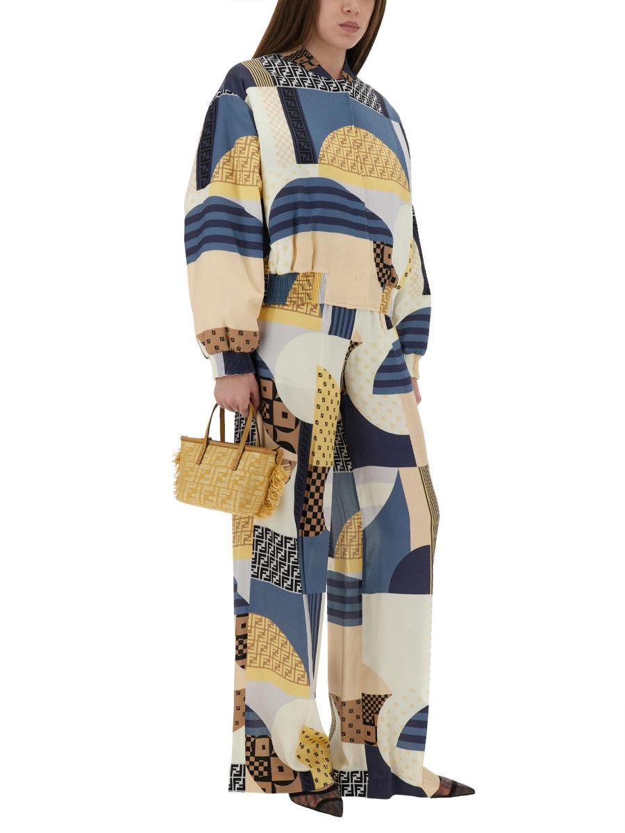 BOMBER IN SETA CON STAMPA PATCHWORK