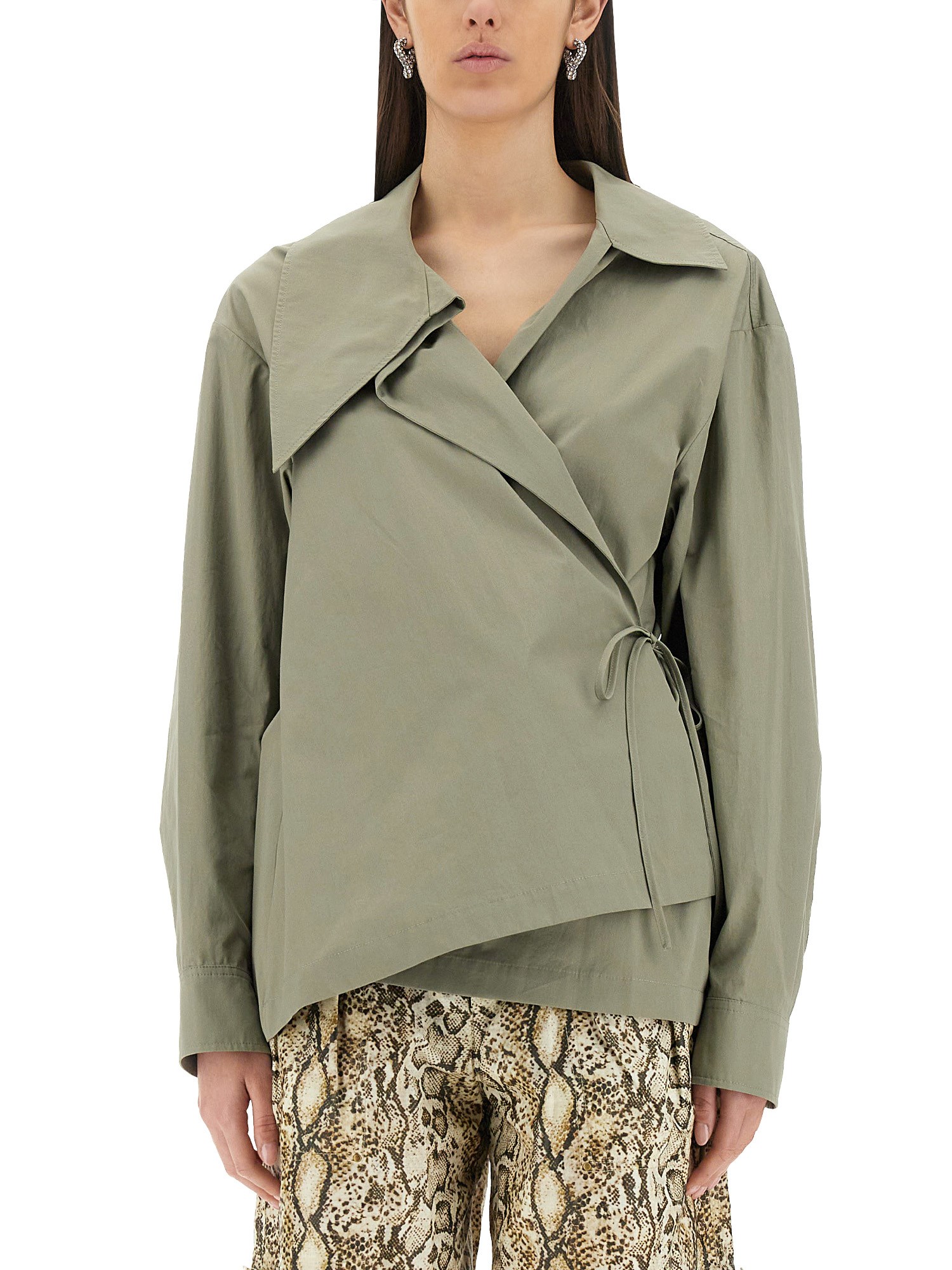 Shop Dries Van Noten Asymmetrical Shirt In Nude