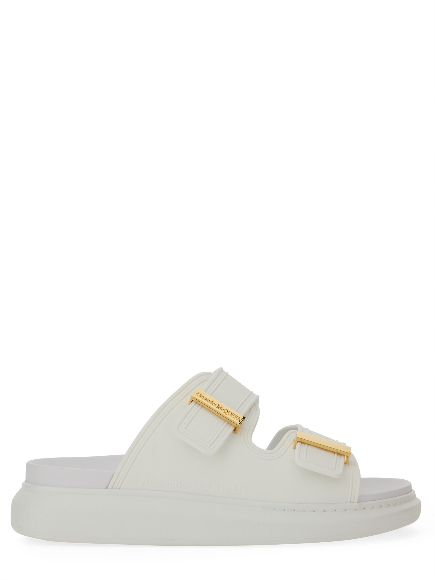 Alexander Mcqueen Hybrid Double-strap Rubber Slides In Ivory