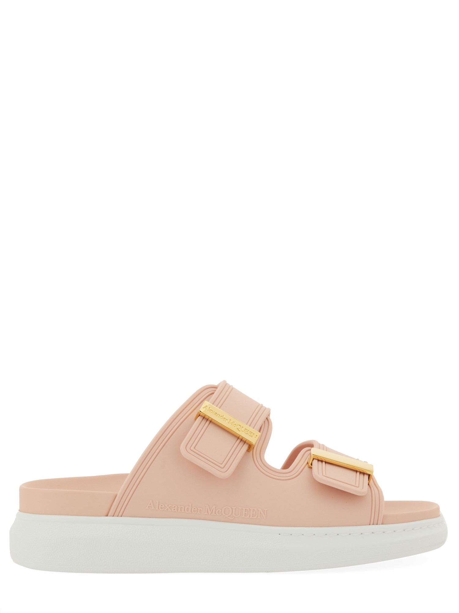 Alexander Mcqueen Double Strap Slip-on Slides In Pink