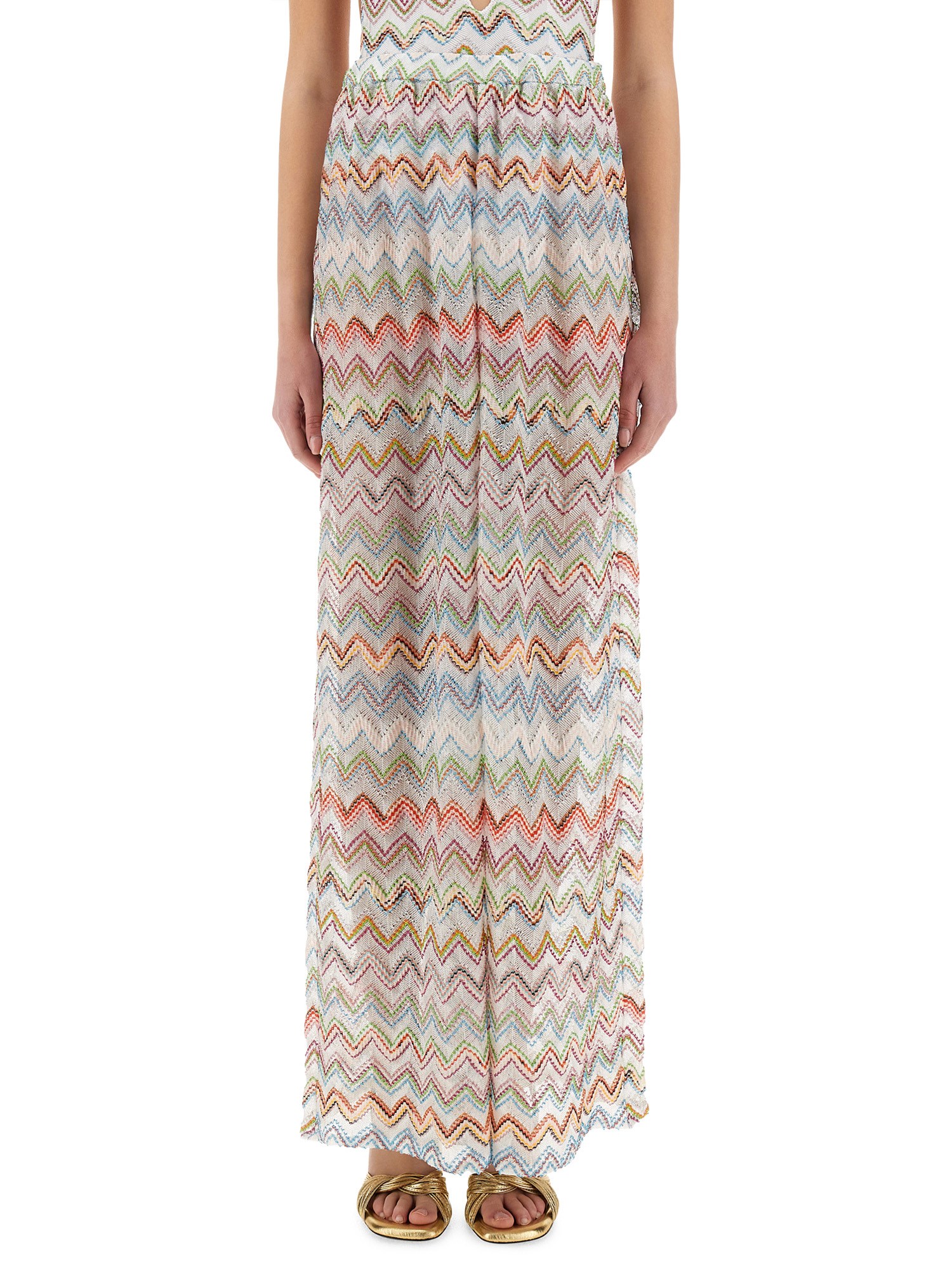 missoni pantapalazzo cover-up with zig zag lamé 3d