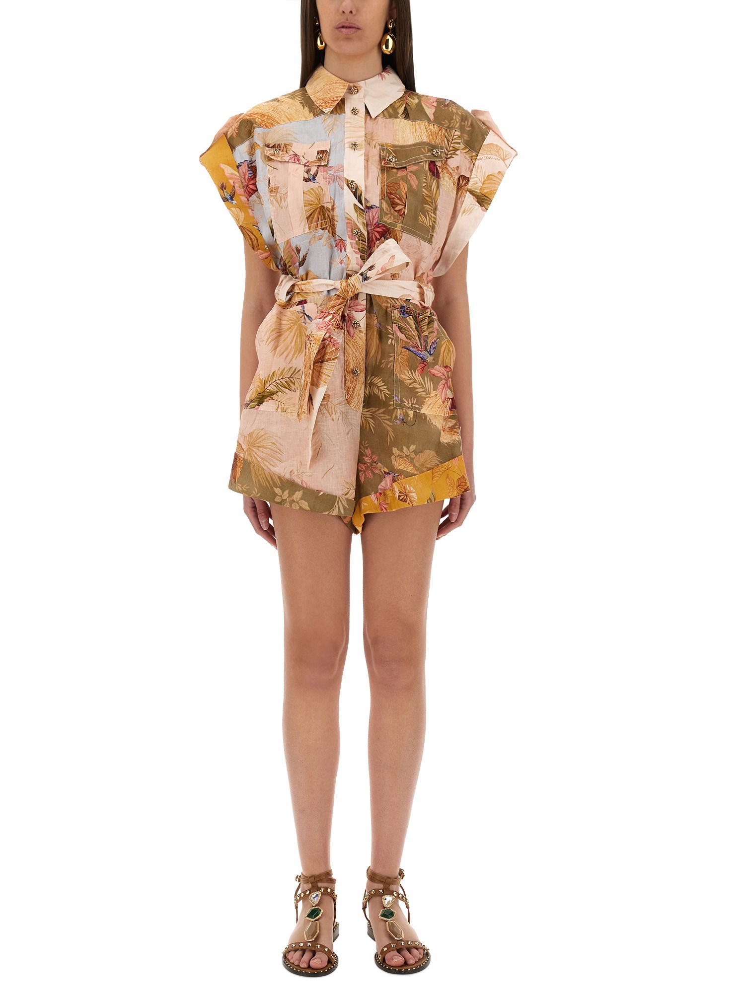 ZIMMERMANN SHORT OVERALLS WITH "ASCENSION" LAPELS 