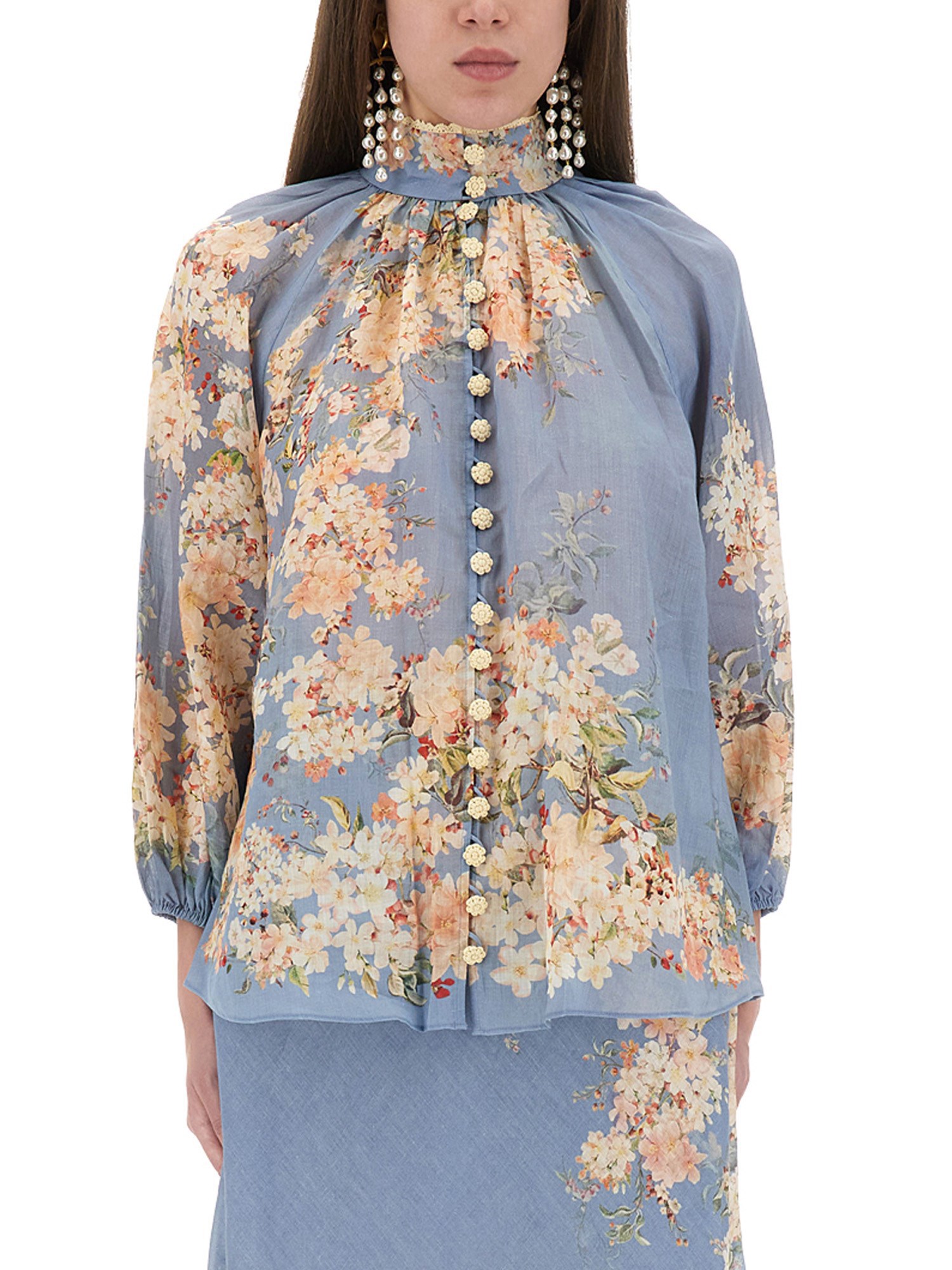 Zimmermann Blouse With Puff Sleeves "cascadian"