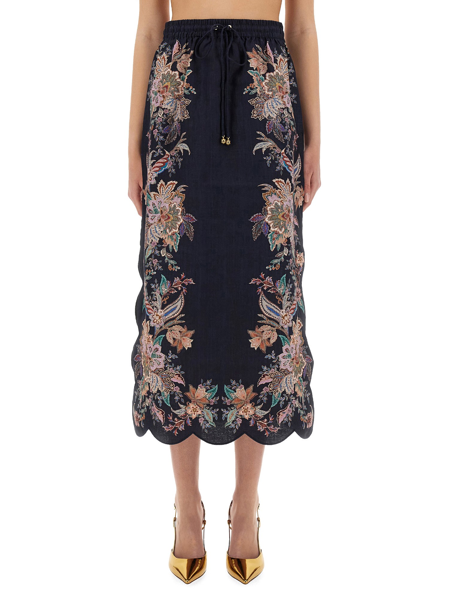 ZIMMERMANN SCALLOPED MIDI SKIRT "RHIANNON" 