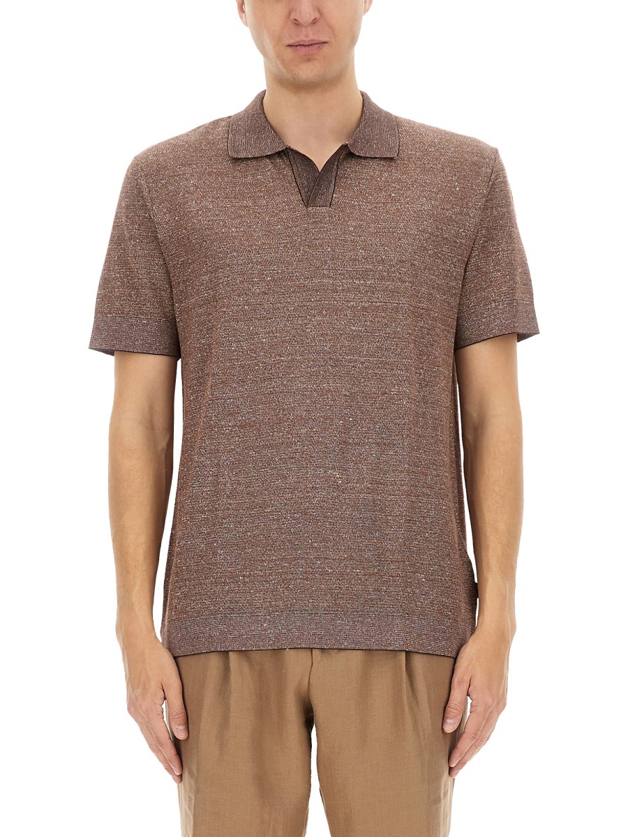 POLO IN COTONE, LINO E SETA