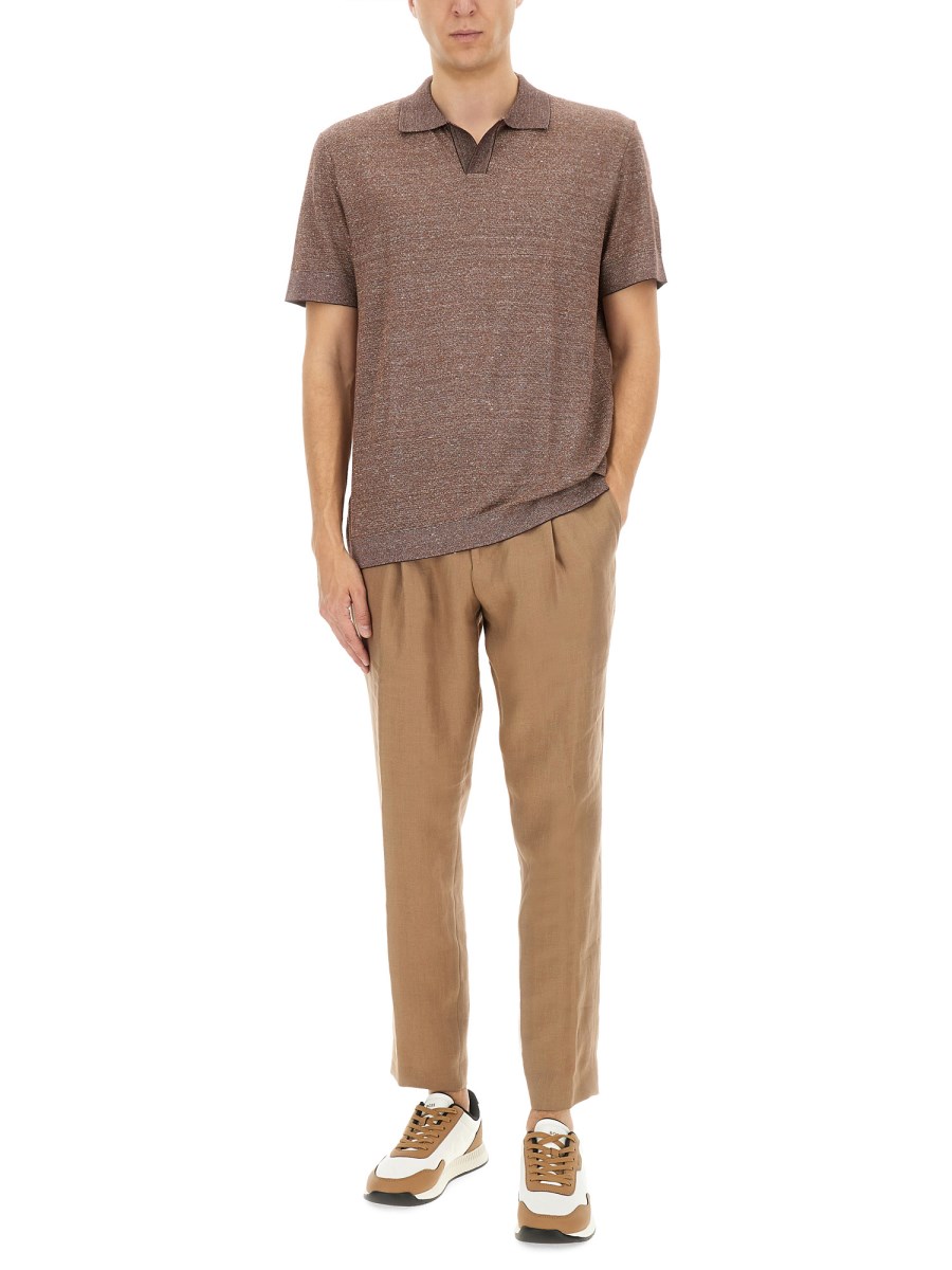 POLO IN COTONE, LINO E SETA