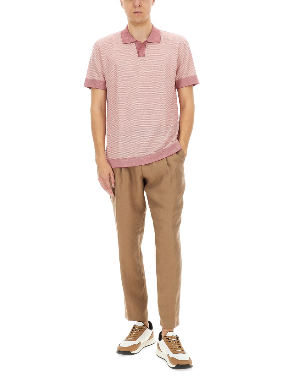 POLO IN COTONE, LINO E SETA