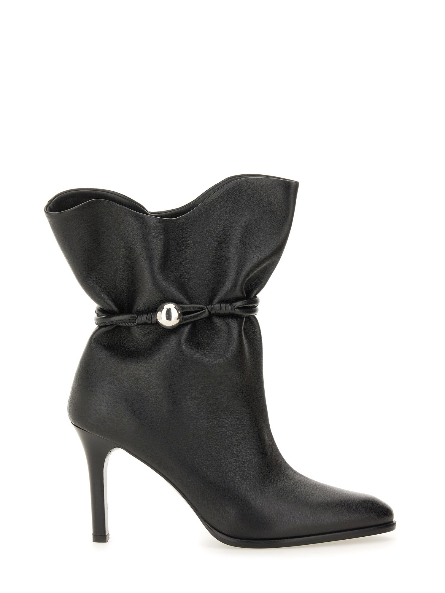 Isabel Marant Pointed Toe Ankle Length Boots With Metal Detail In Black