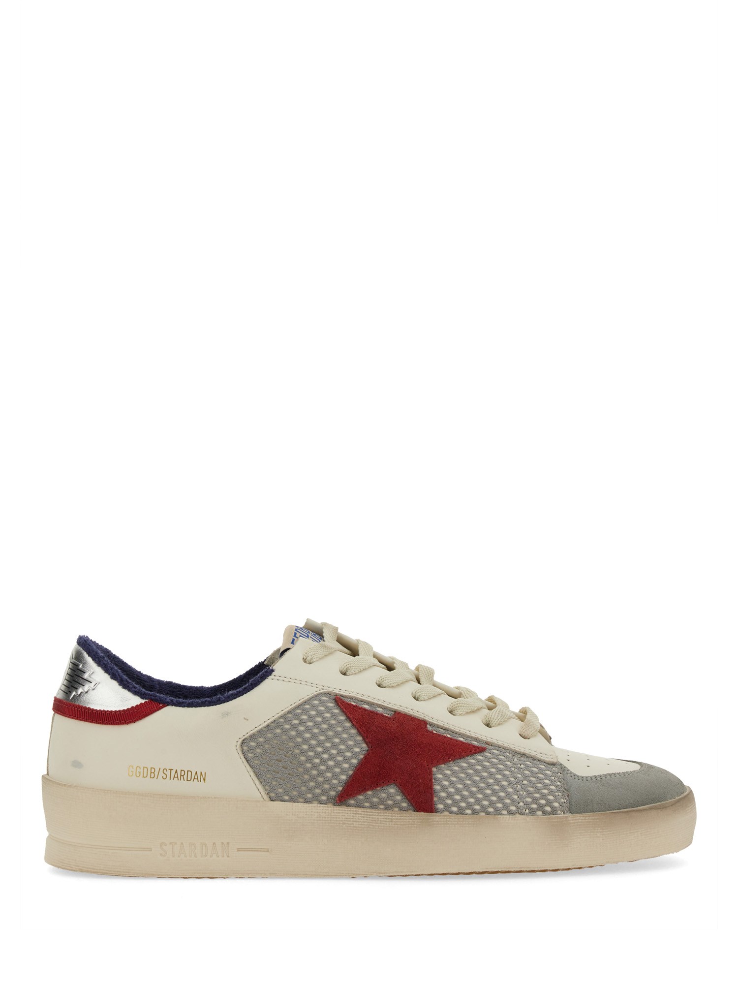 Golden Goose Stardan Leather And Net Upper Suede Toe And Star Laminated Heel Sneakers White In Multi