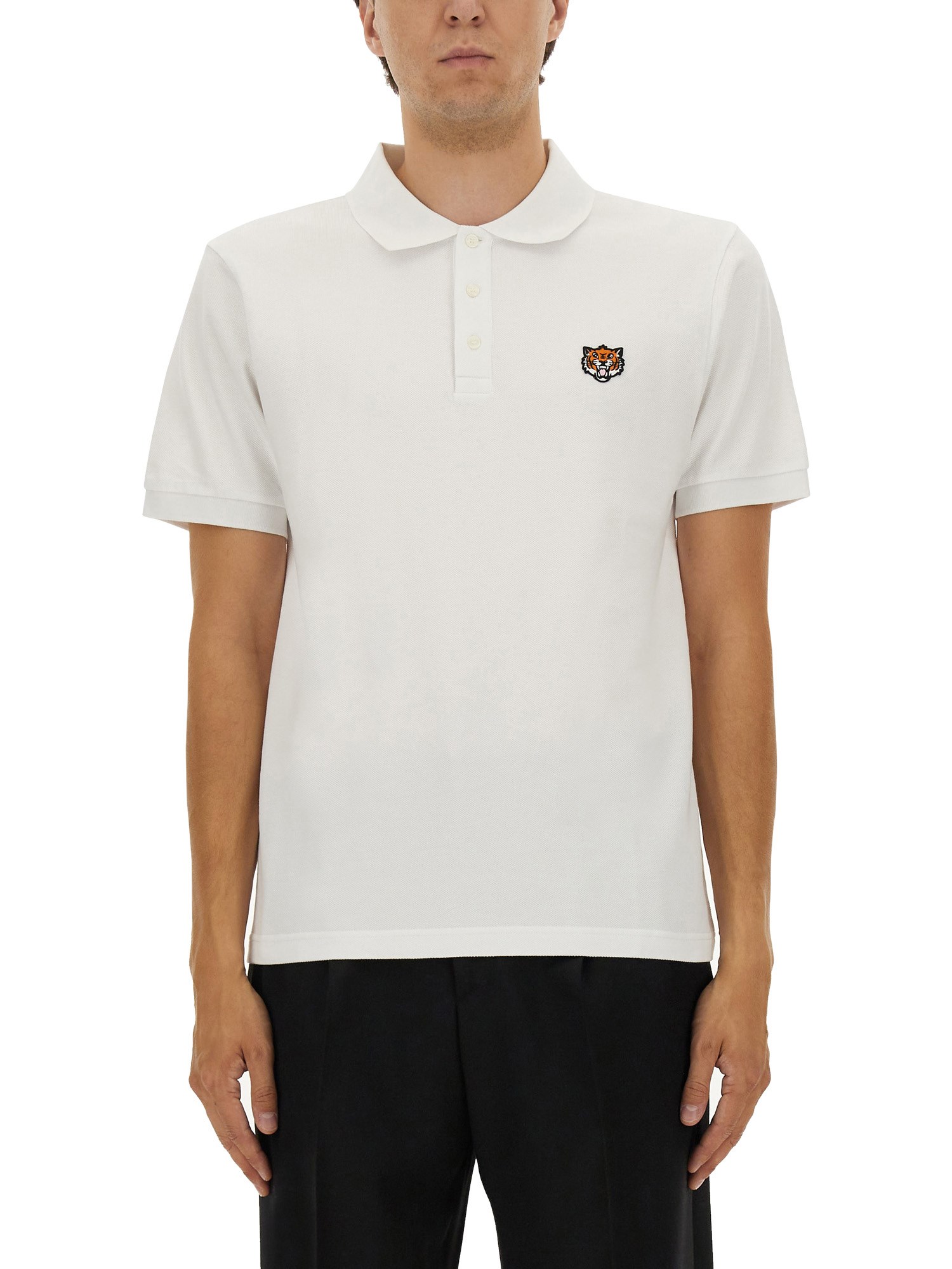 Kenzo White Cotton T-shirt With Embroidered Tiger Logo In White