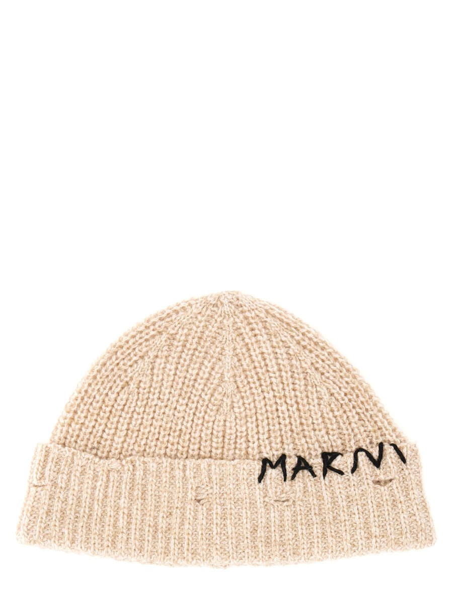 CAPPELLO BEANIE CON RICAMO MARNI MENDING