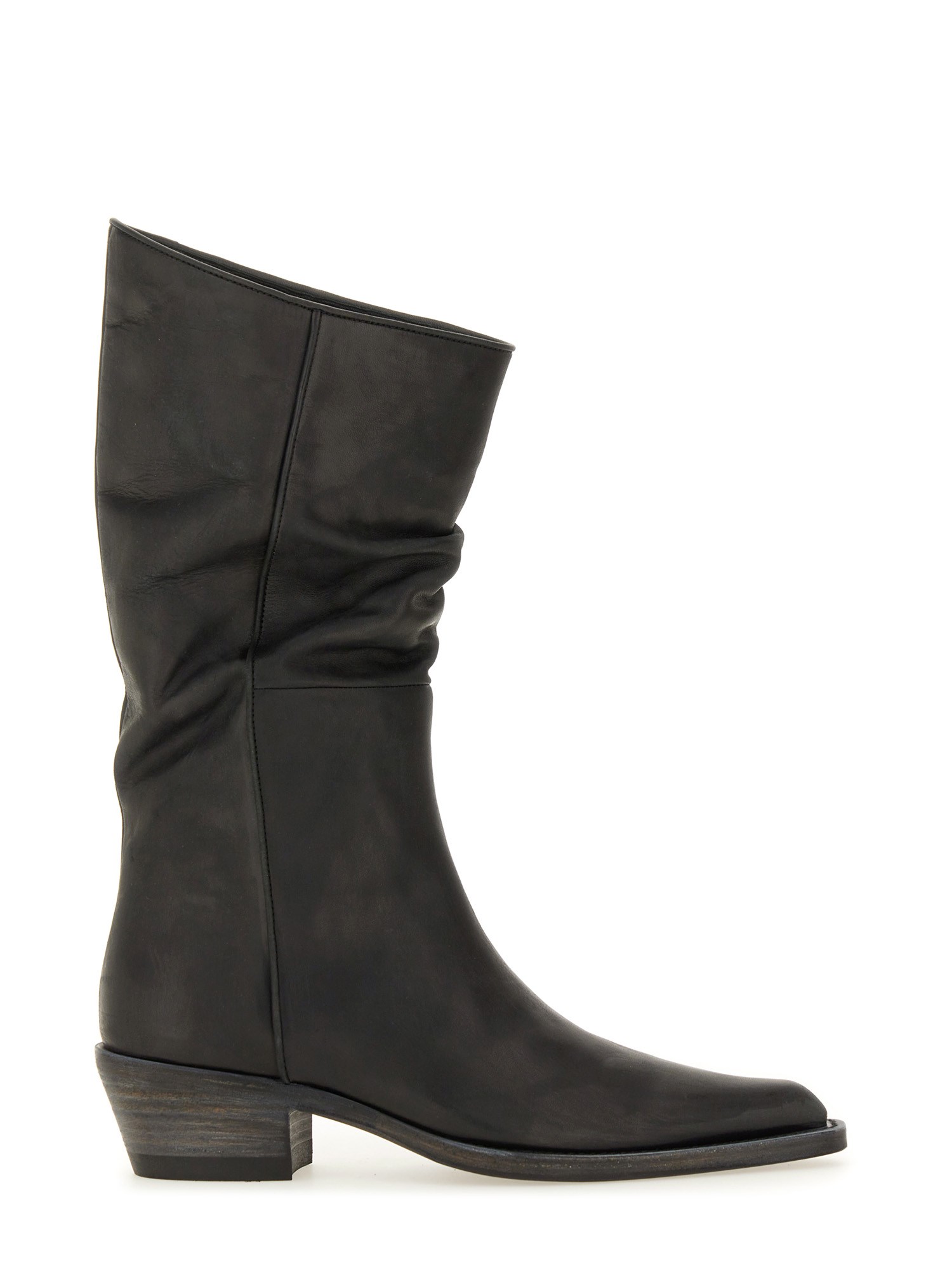 Khaite 45mm Leather Pointed-toe Boots In Black