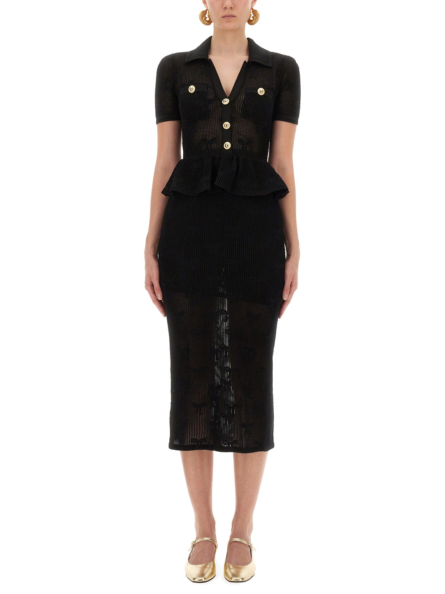self-portrait midi crochet dress with bows