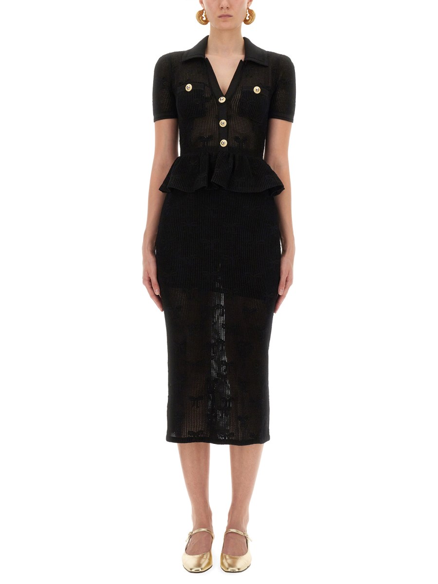 ABITO MIDI CROCHET CON FIOCCHI