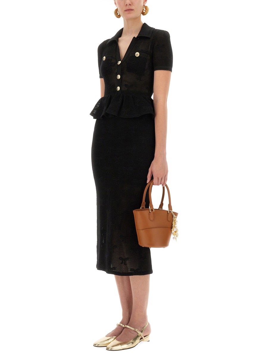 ABITO MIDI CROCHET CON FIOCCHI