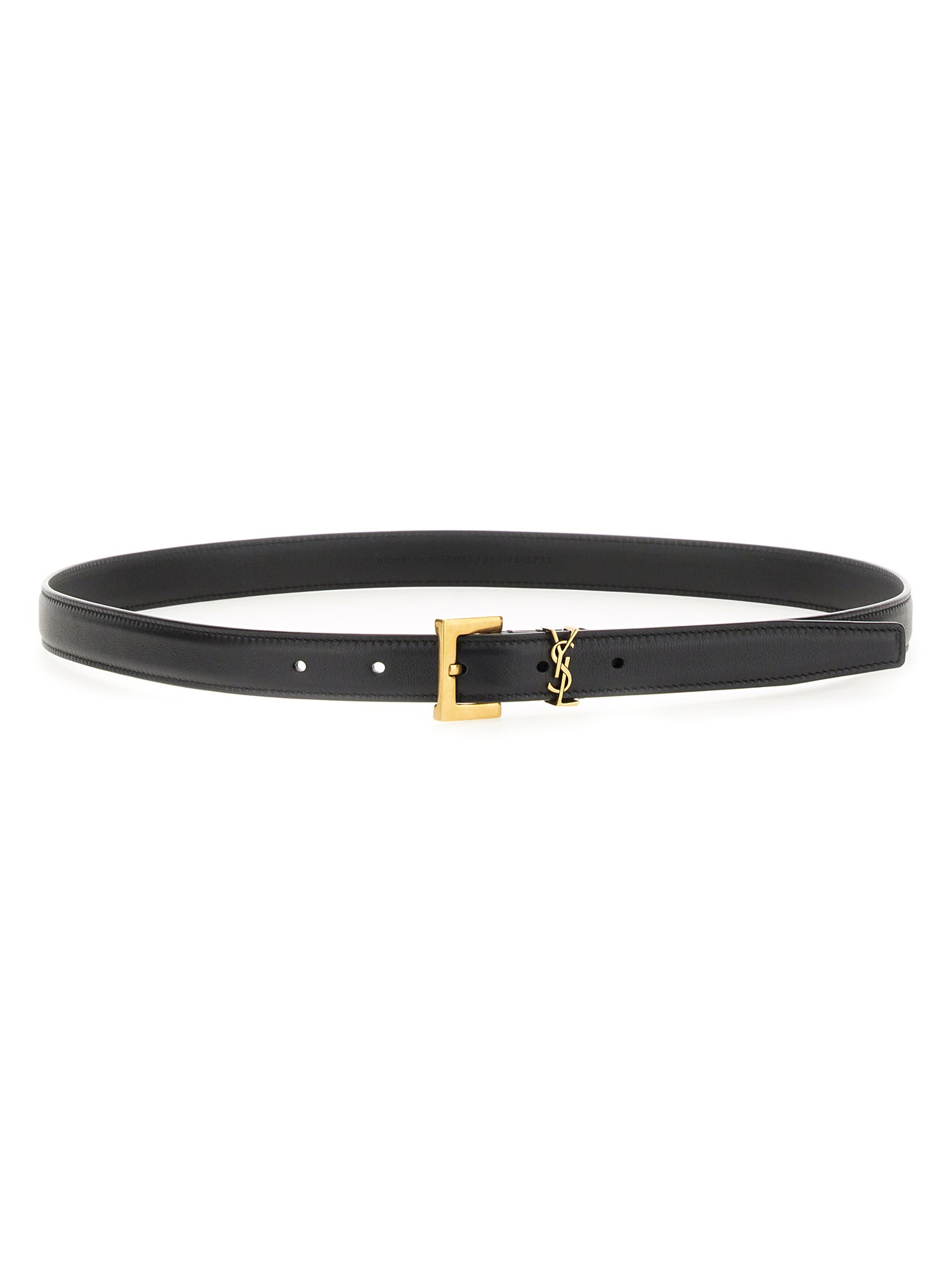Saint Laurent Thin "cassandras" Belt In Black