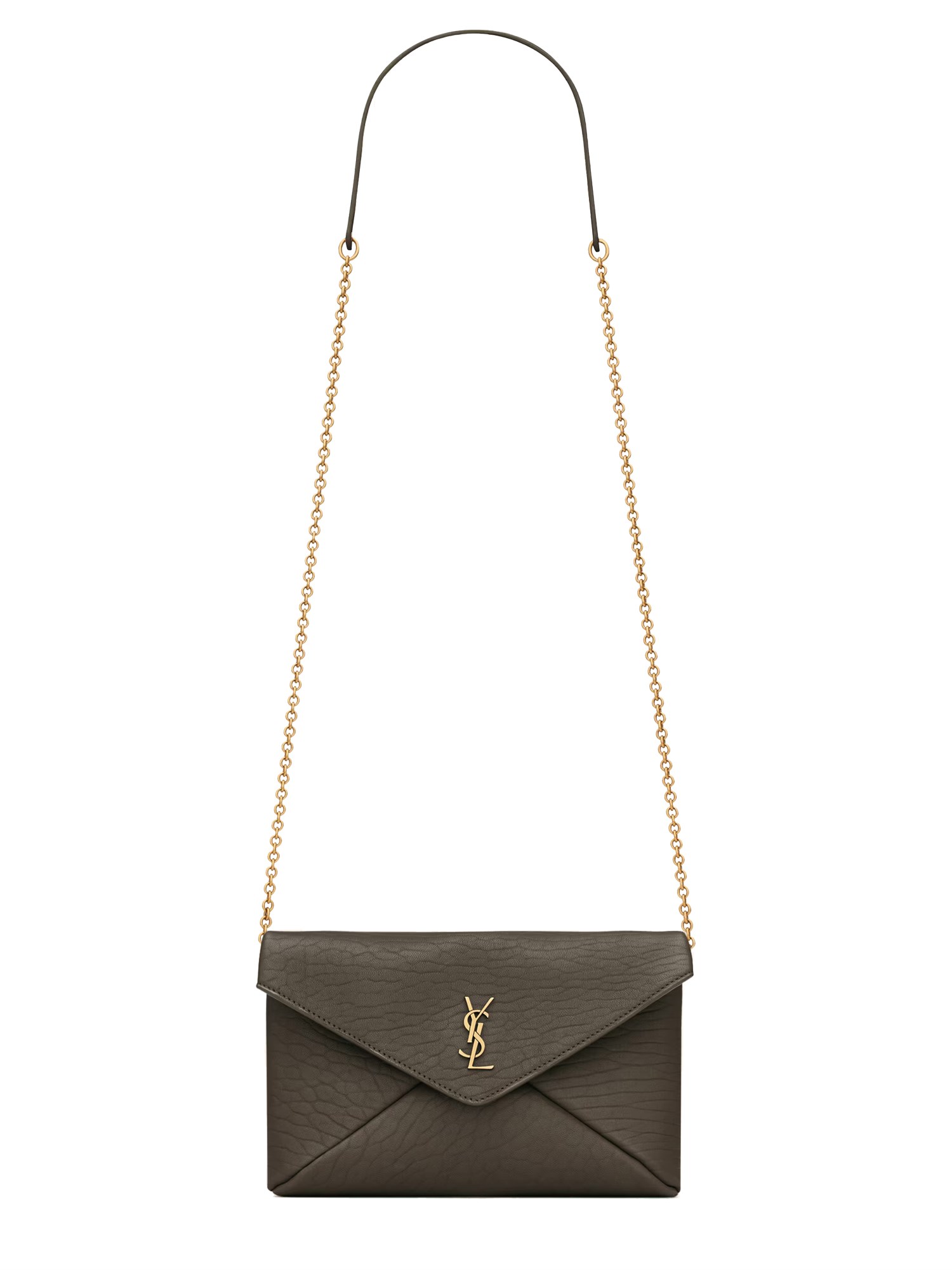 Saint Laurent Clutch Bag With Chain Cassandras In Green