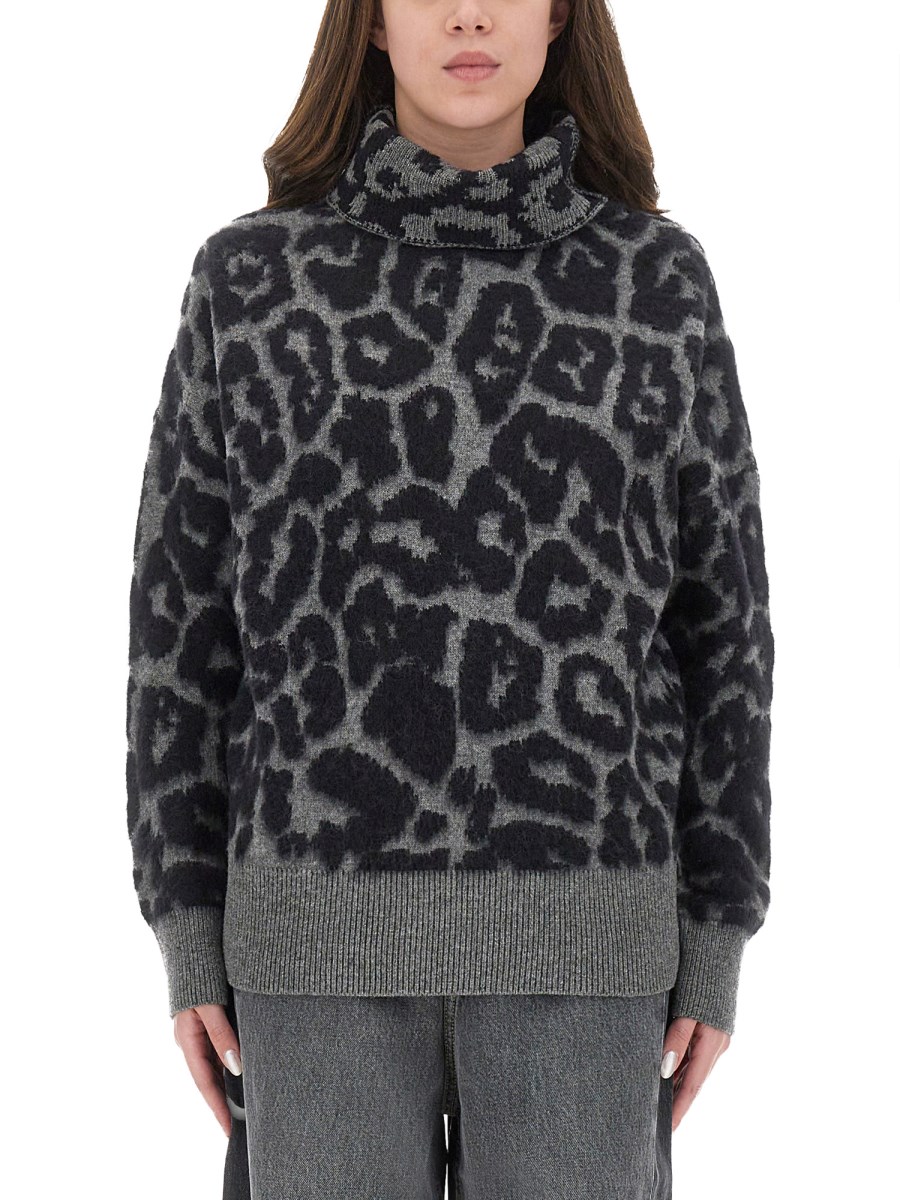MAGLIA LEOPARD IN LANA E ALPACA