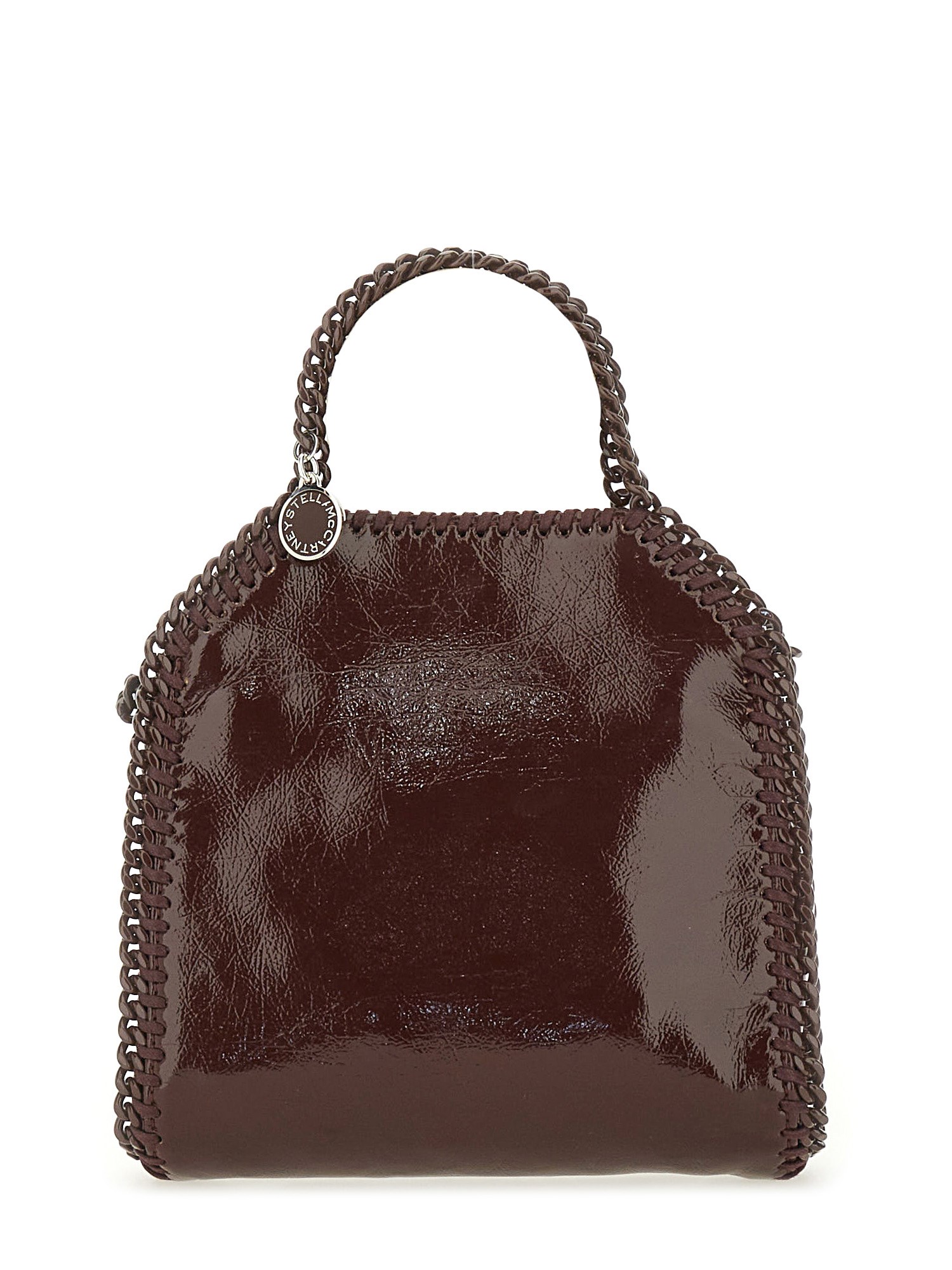 Stella Mccartney Chain Strap Shoulder Bag With Glossy Finish In Brown