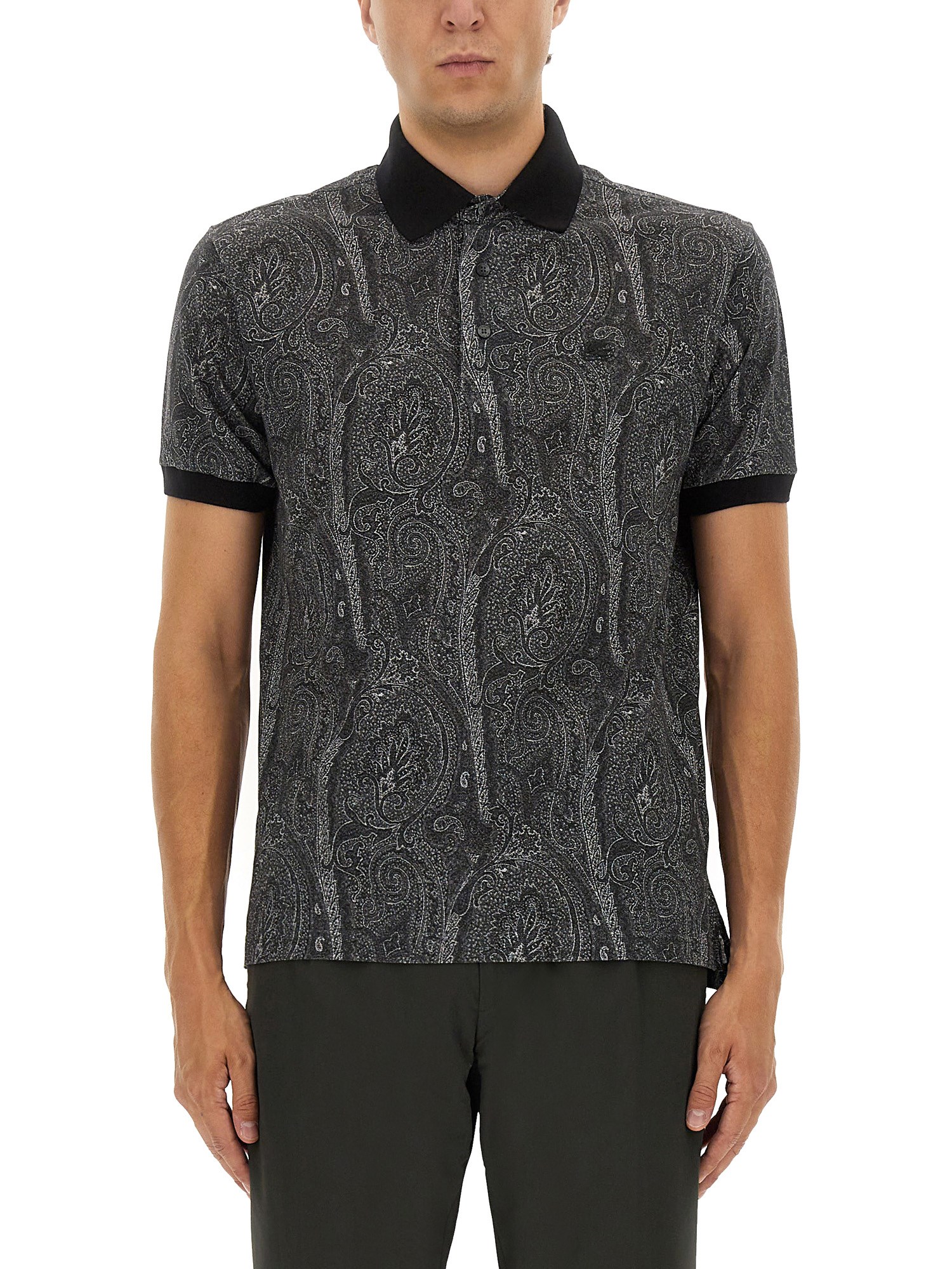Etro Paisley Polo T-shirt In Black