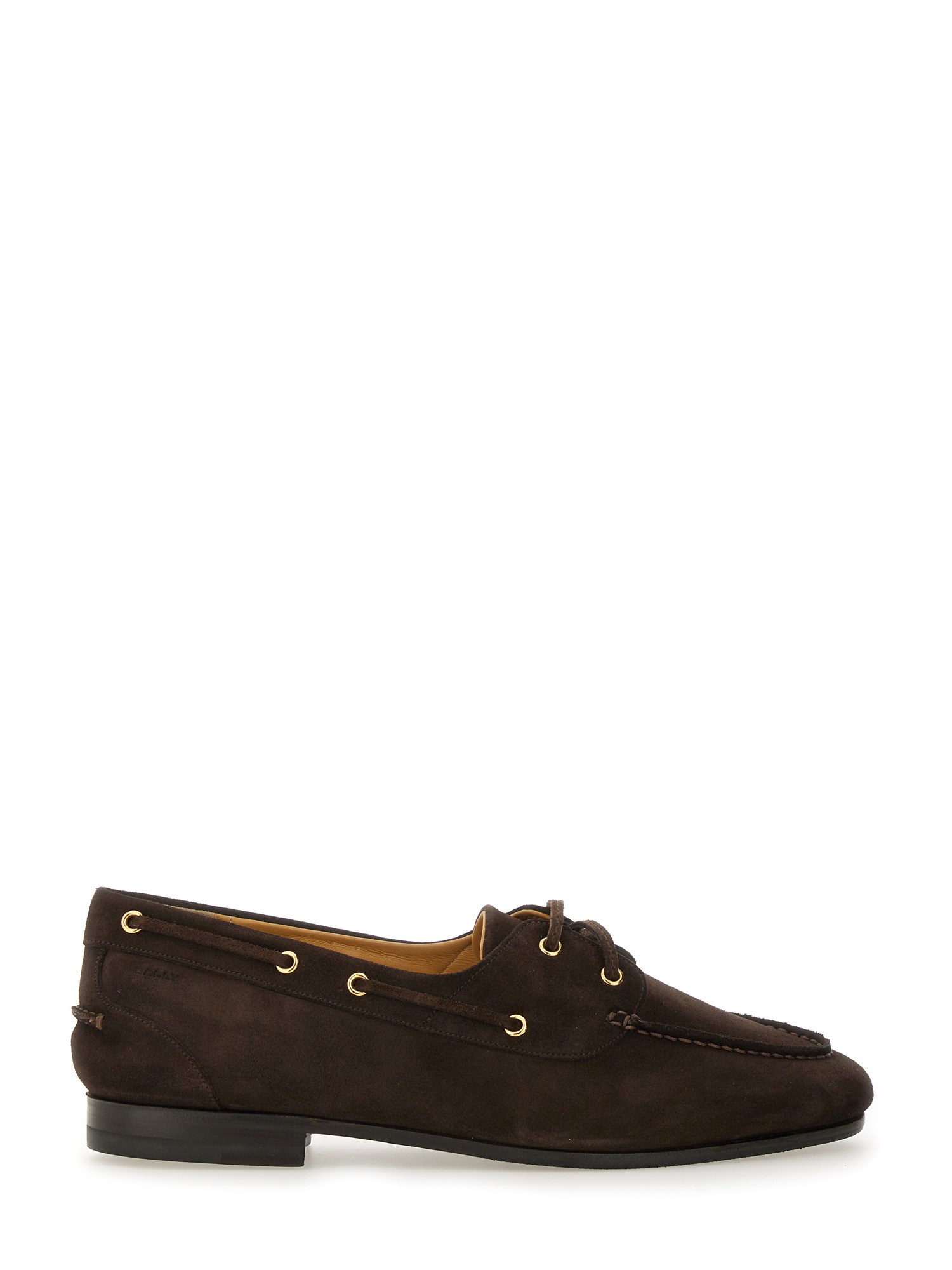 Bally Cedar Brown Leather Moccasins With Panelled Design And Lace-up Detail In Brown