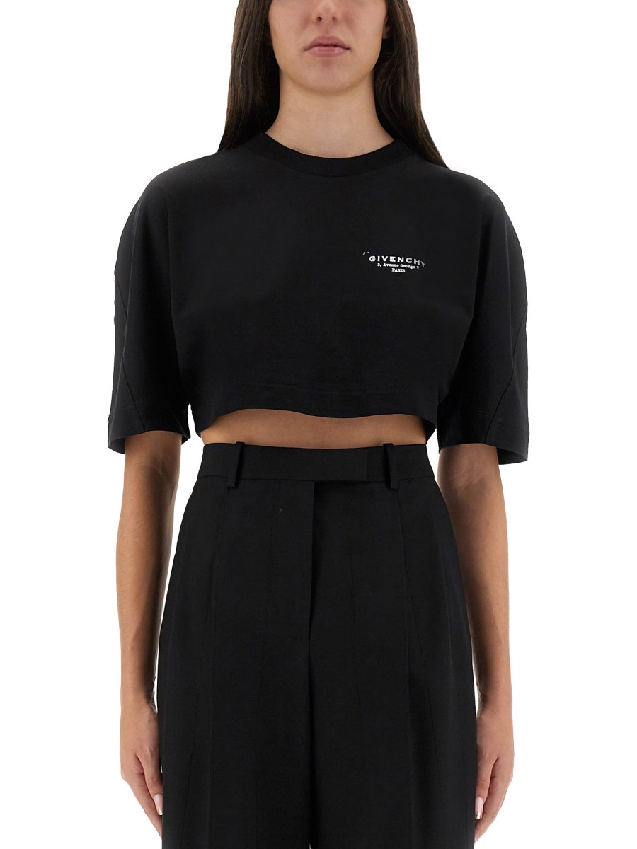 T-SHIRT CROPPED CON STAMPA LOGO