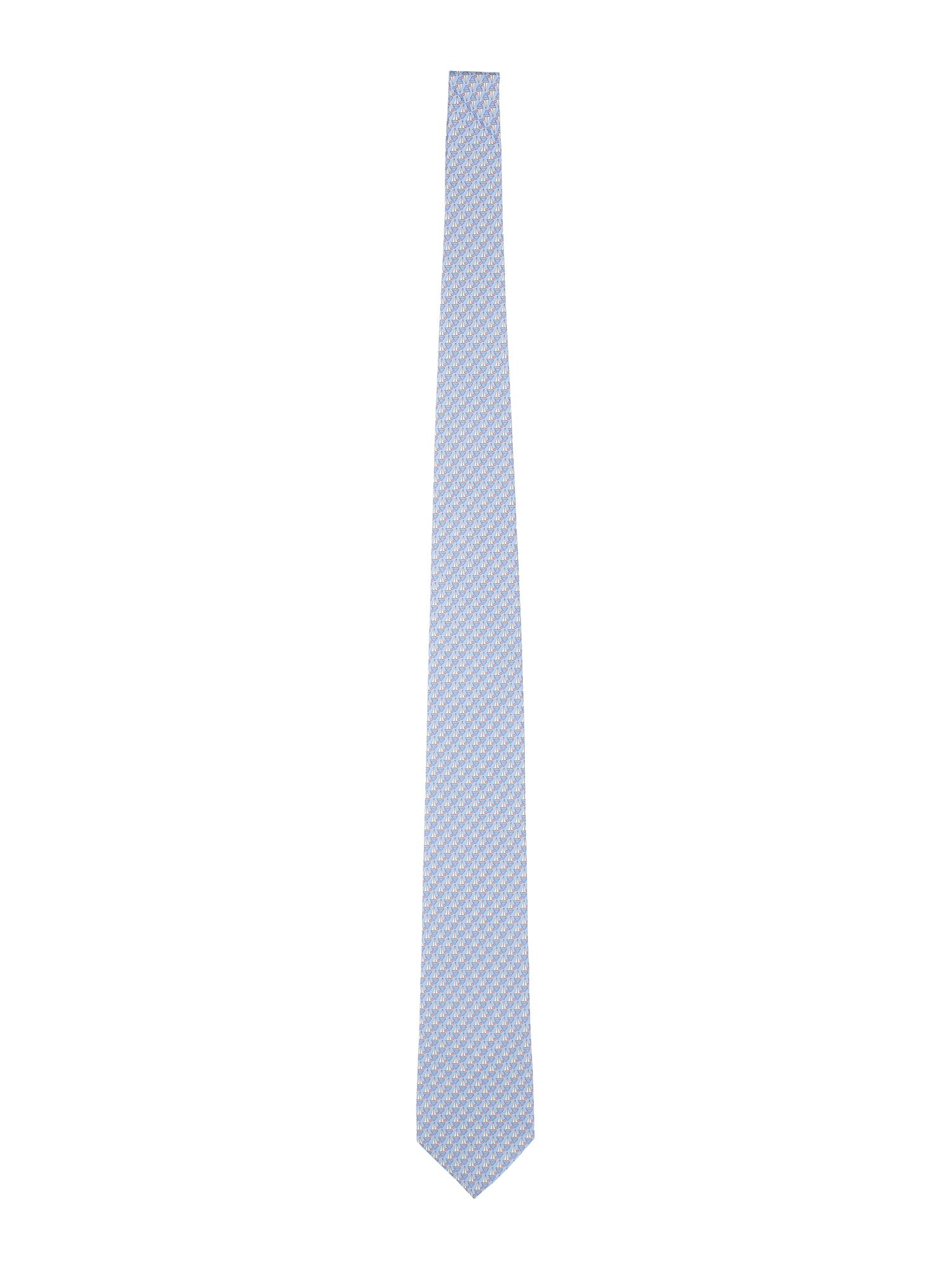 Ferragamo Patterned Silk Tie Slim Silhouette In Blue