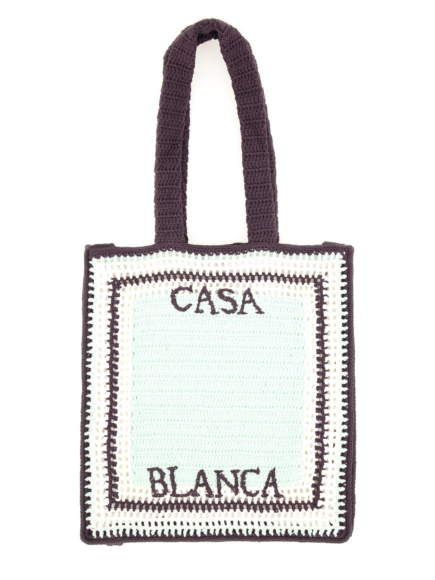 Casablanca Crochet Bag With Logo In Purple