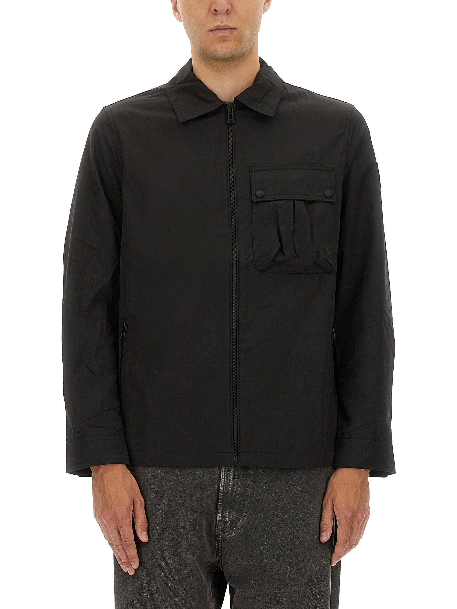Belstaff Buttoned Front Pocket Long Sleeve Jacket In Black