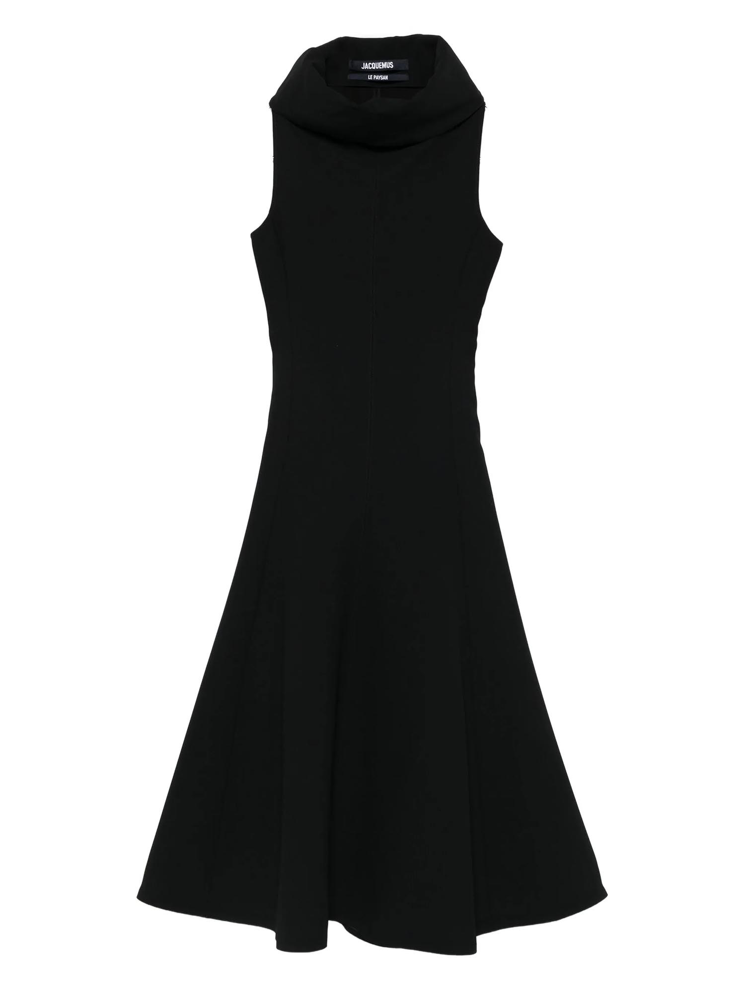Jacquemus Sleeveless Black Midi Dress In Black