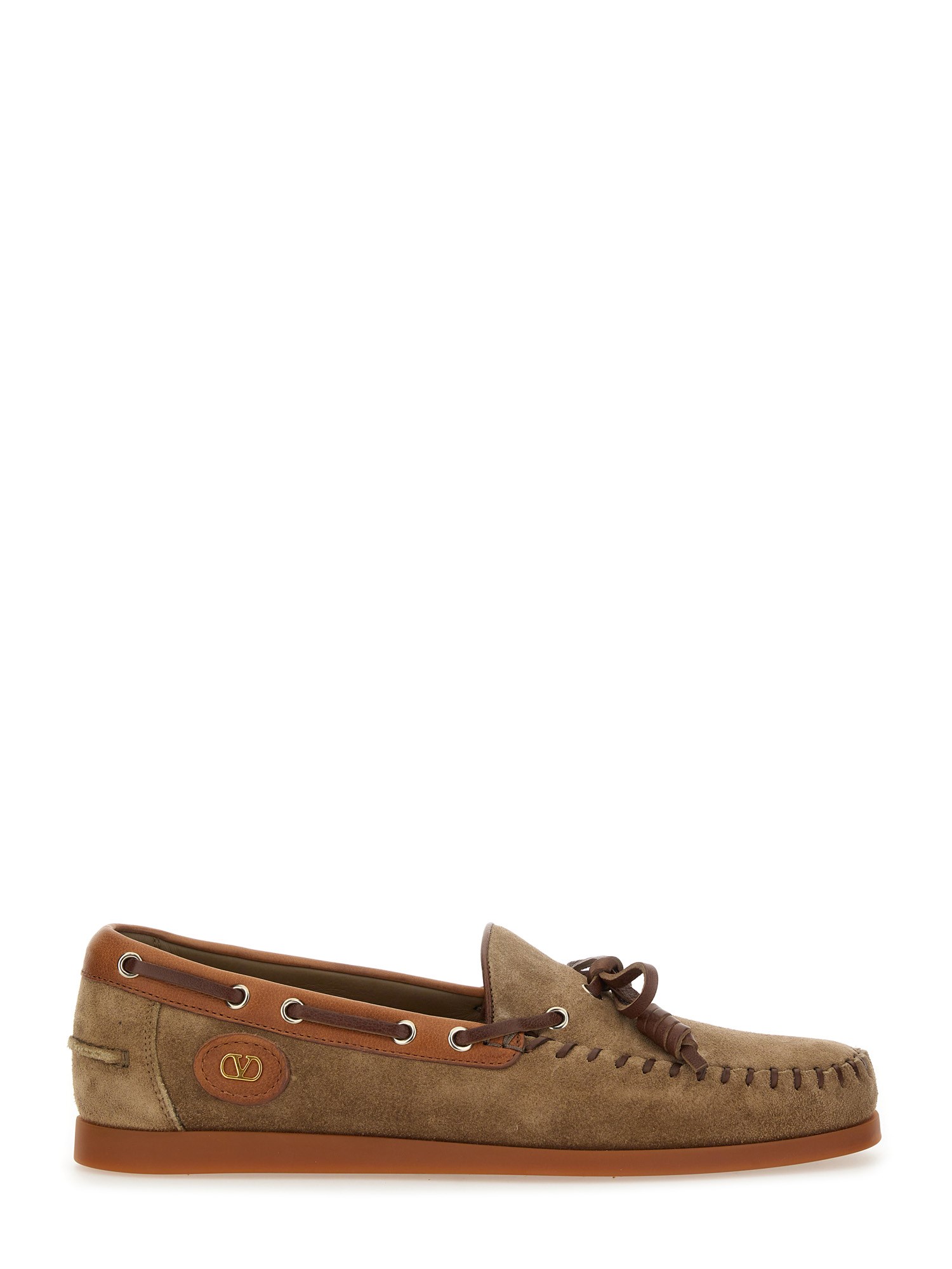 Valentino Palm Avenue Suede And Leather Loafers In Brown