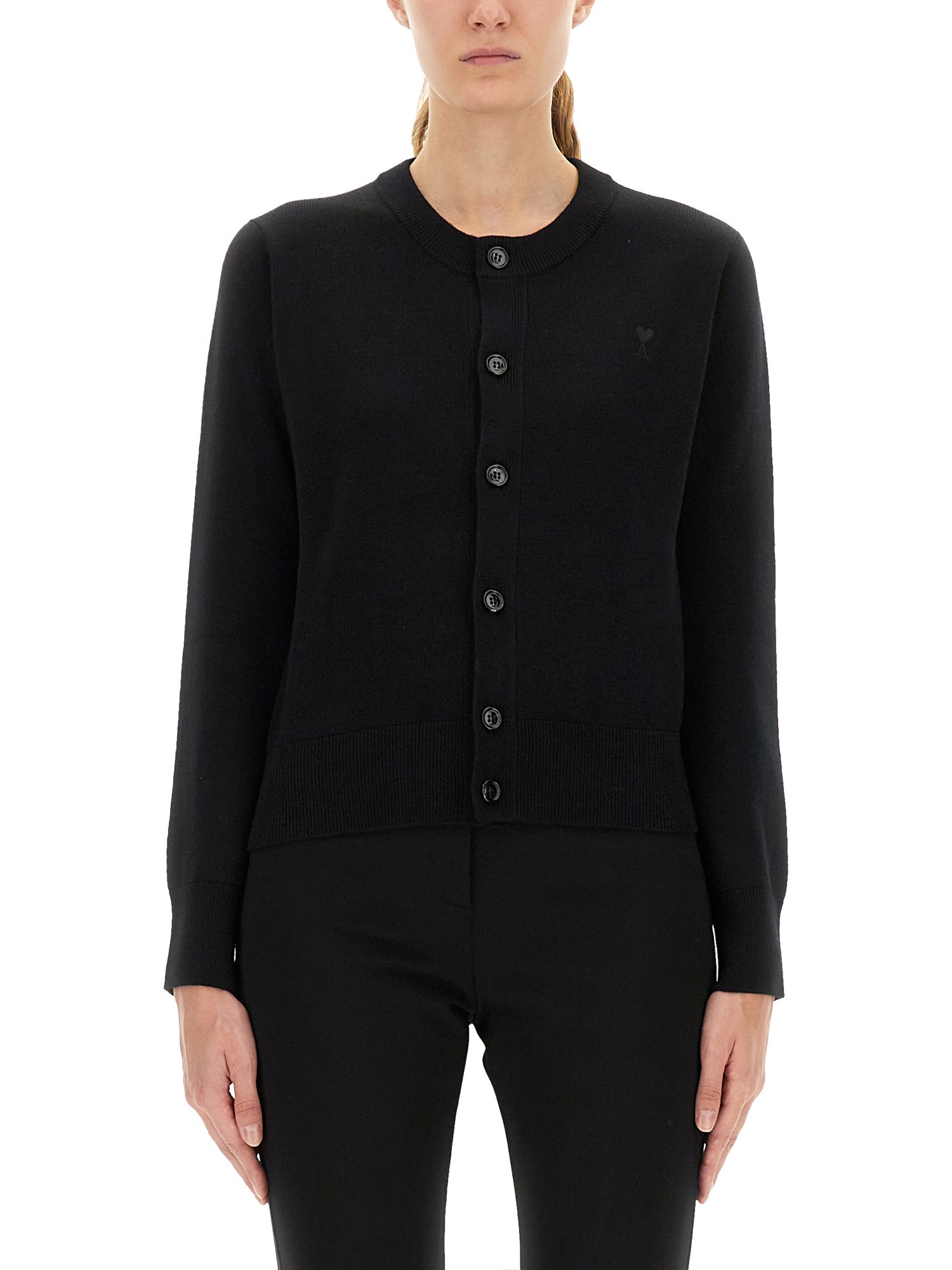 Ami Alexandre Mattiussi "ami De Coeur" Cardigan In Black