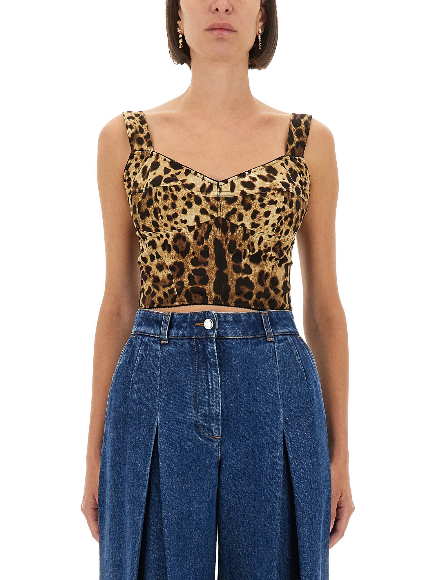 dolce & gabbana leopard print charmeuse bustier