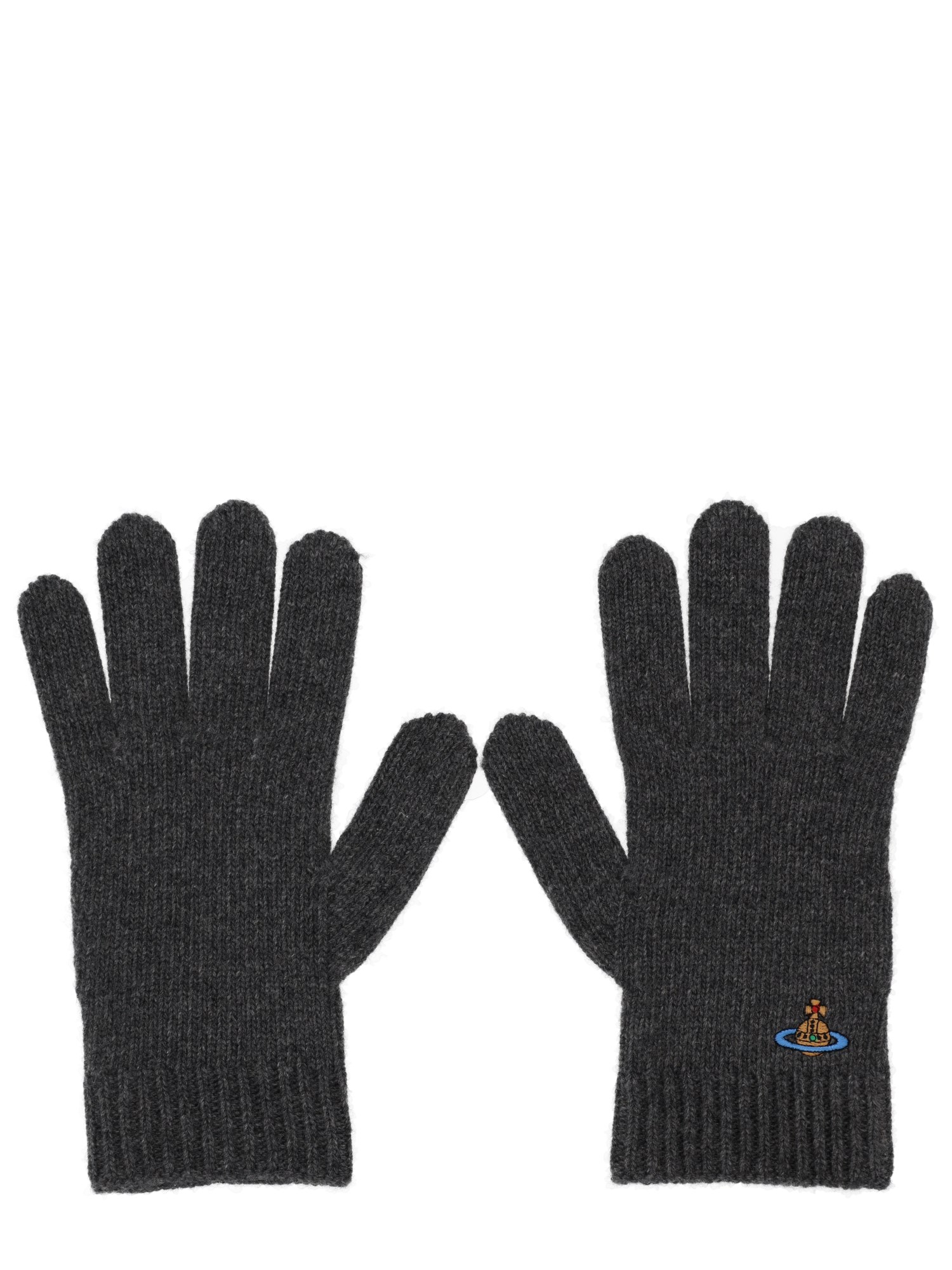 Vivienne Westwood Gloves With Orb Embroidery In Black