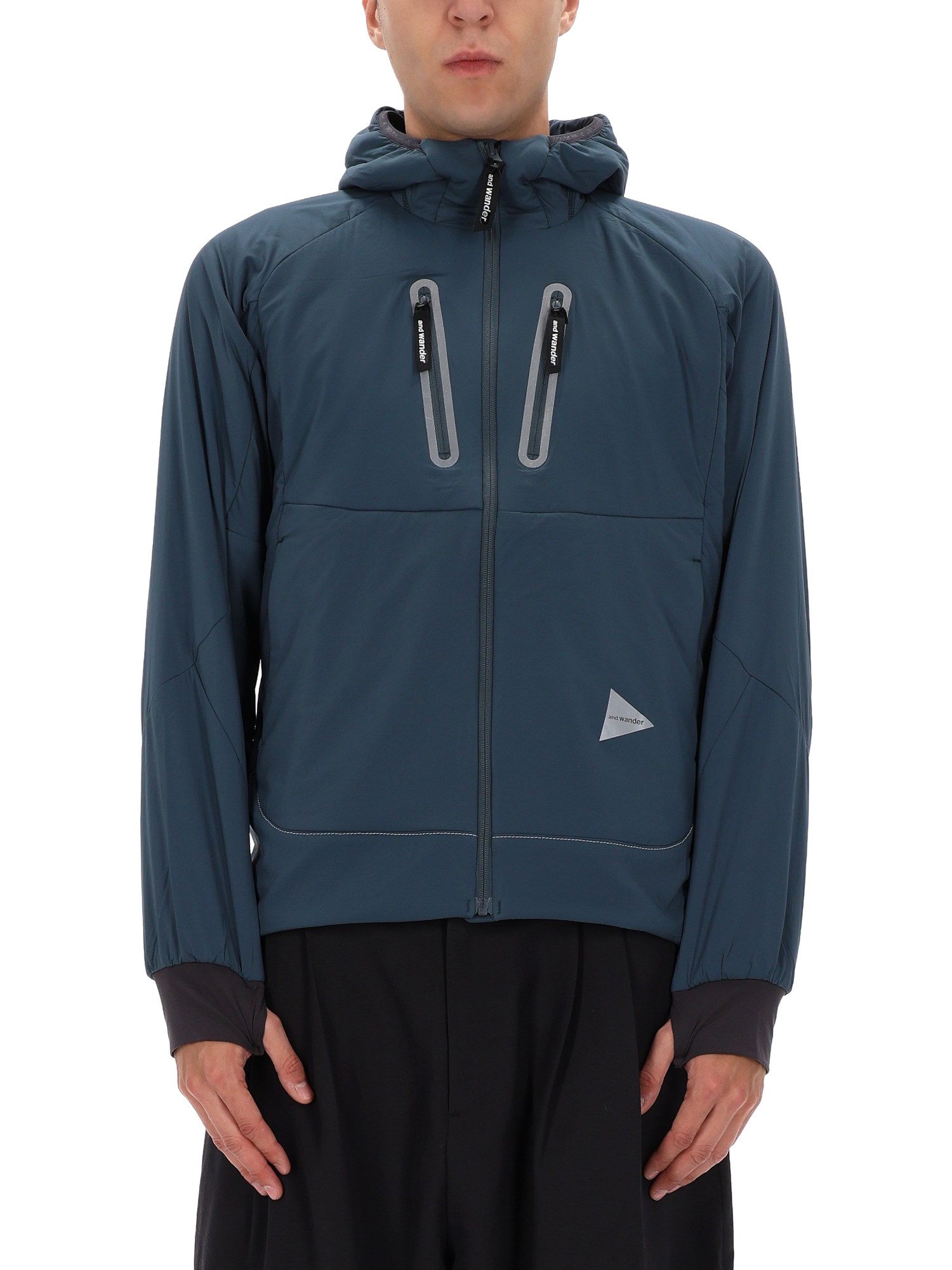 And Wander Blue Nylon Sports Jacket In Blue